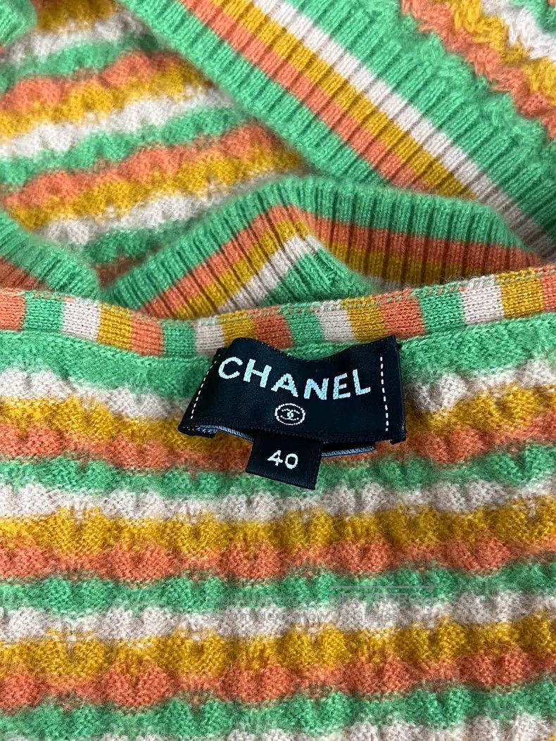 Chanel Chanel 24A orange striped cashmere strap top Size S / US 4 / IT 40 - 4 Thumbnail