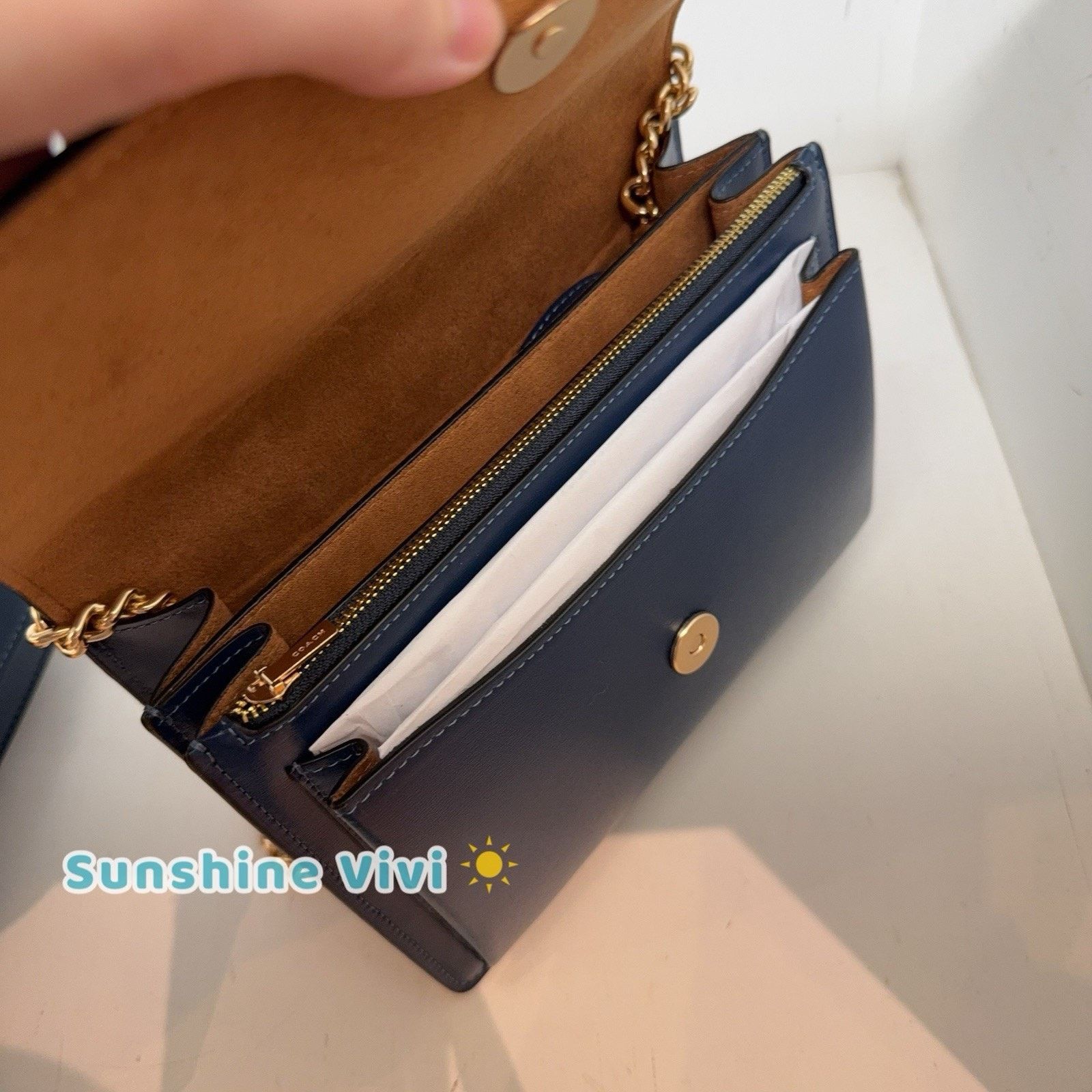 Coach NWT Coach Klare Crossbody Chain Bag Leather CBI97 Deep Blue Size ONE SIZE - 5 Thumbnail