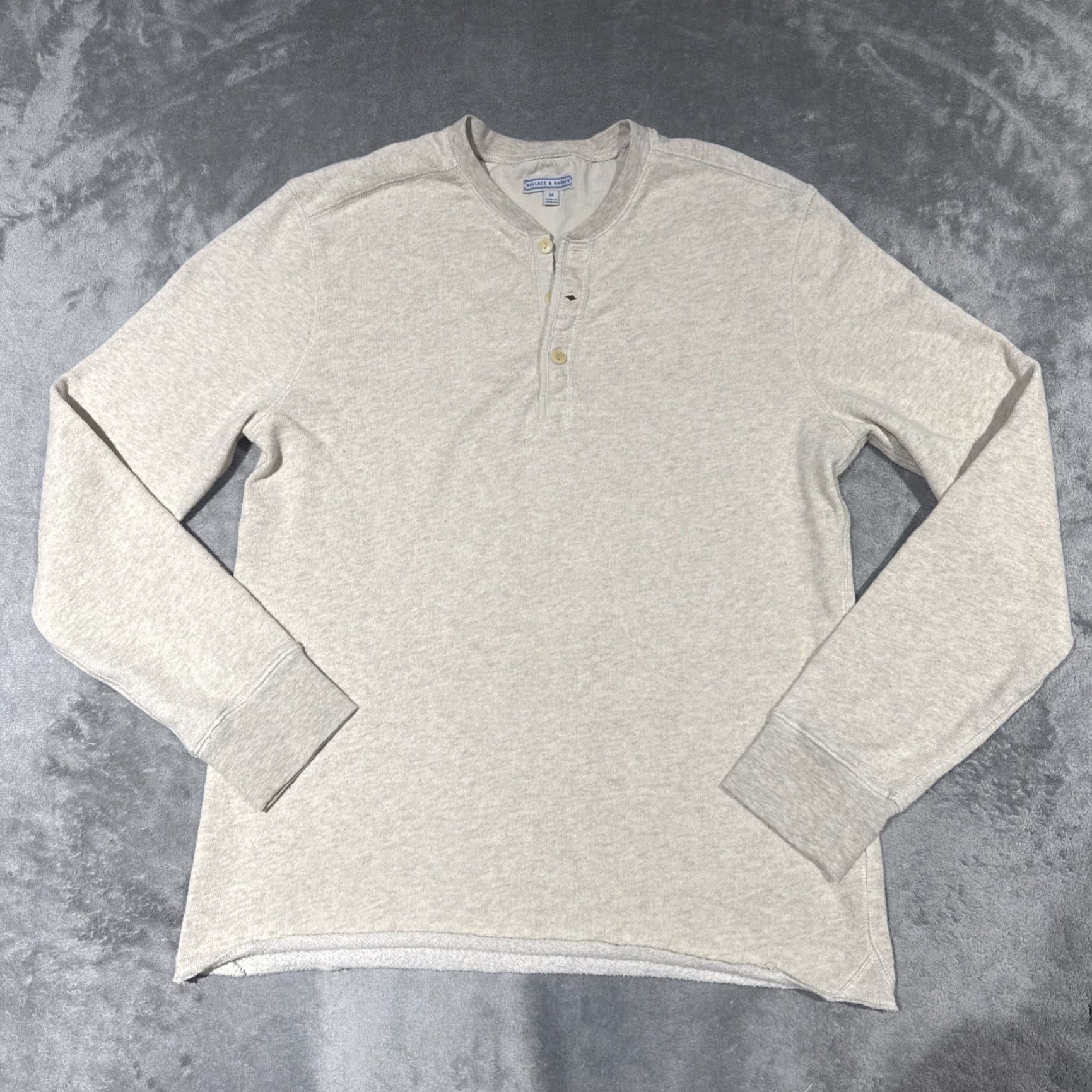 Wallace & Barnes Wallace Barnes Thermal Shirt Men M Beige Cotton Henley Button Long Sleeve Size US M / EU 48-50 / 2 - 2 Thumbnail