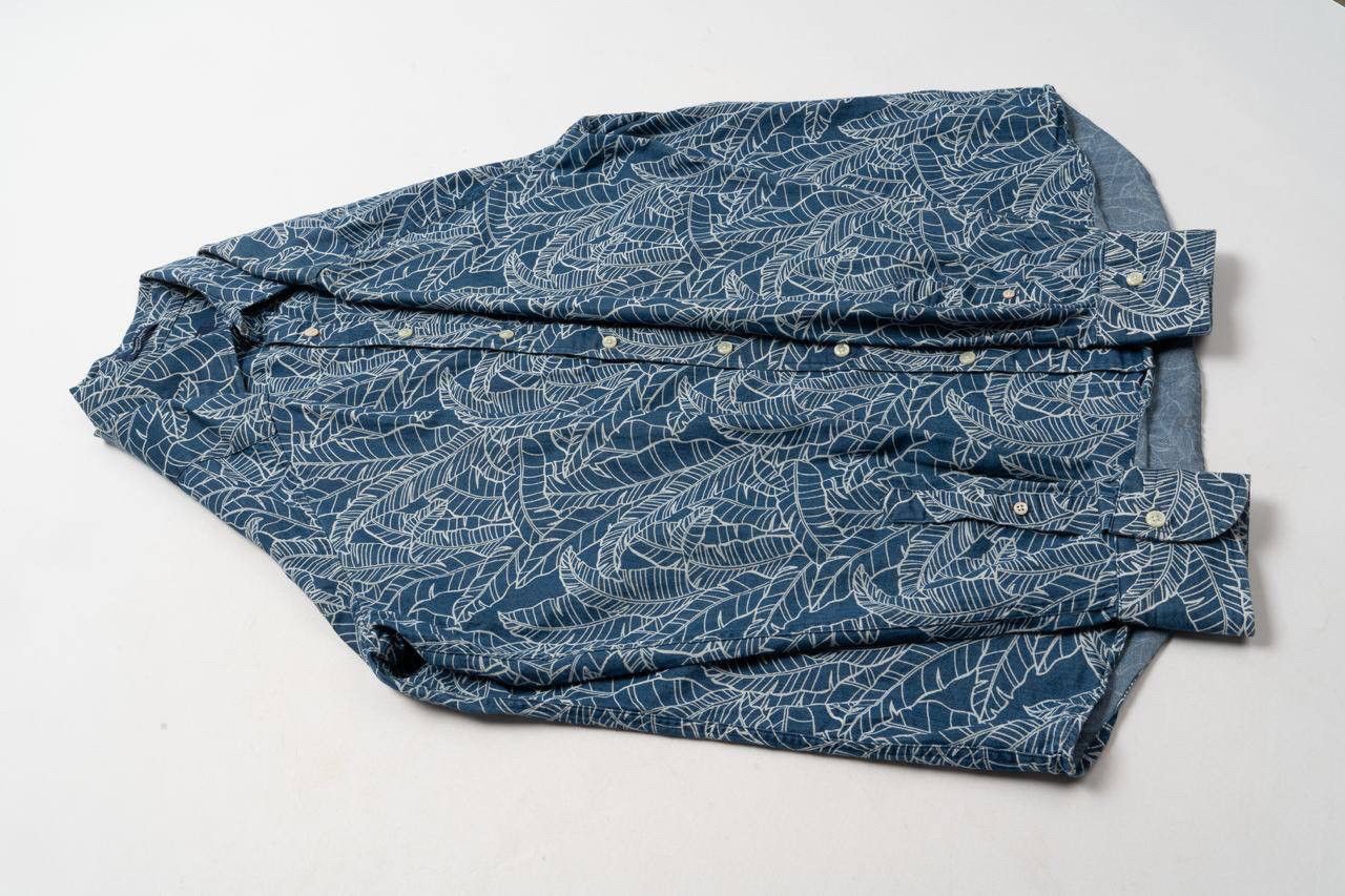 Gant 🔵 GANT Seasonal Indigo Blue Leaf Print Long Sleeve shirt Size US XL / EU 56 / 4 - 8 Thumbnail
