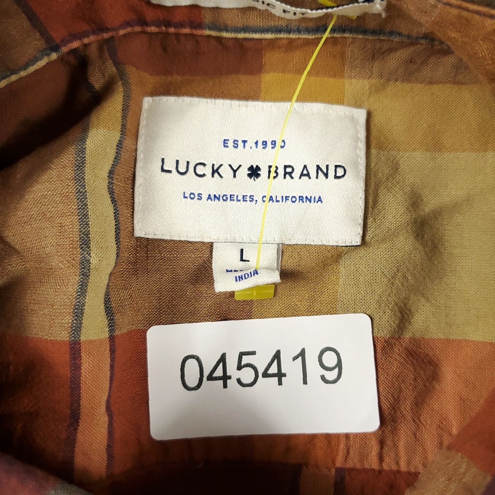 Lucky Brand Lucky Brand Button-Up Shirt Mens Large Beige Plaid Long Sleeve Casual Workwear Size US M / EU 48-50 / 2 - 6 Thumbnail