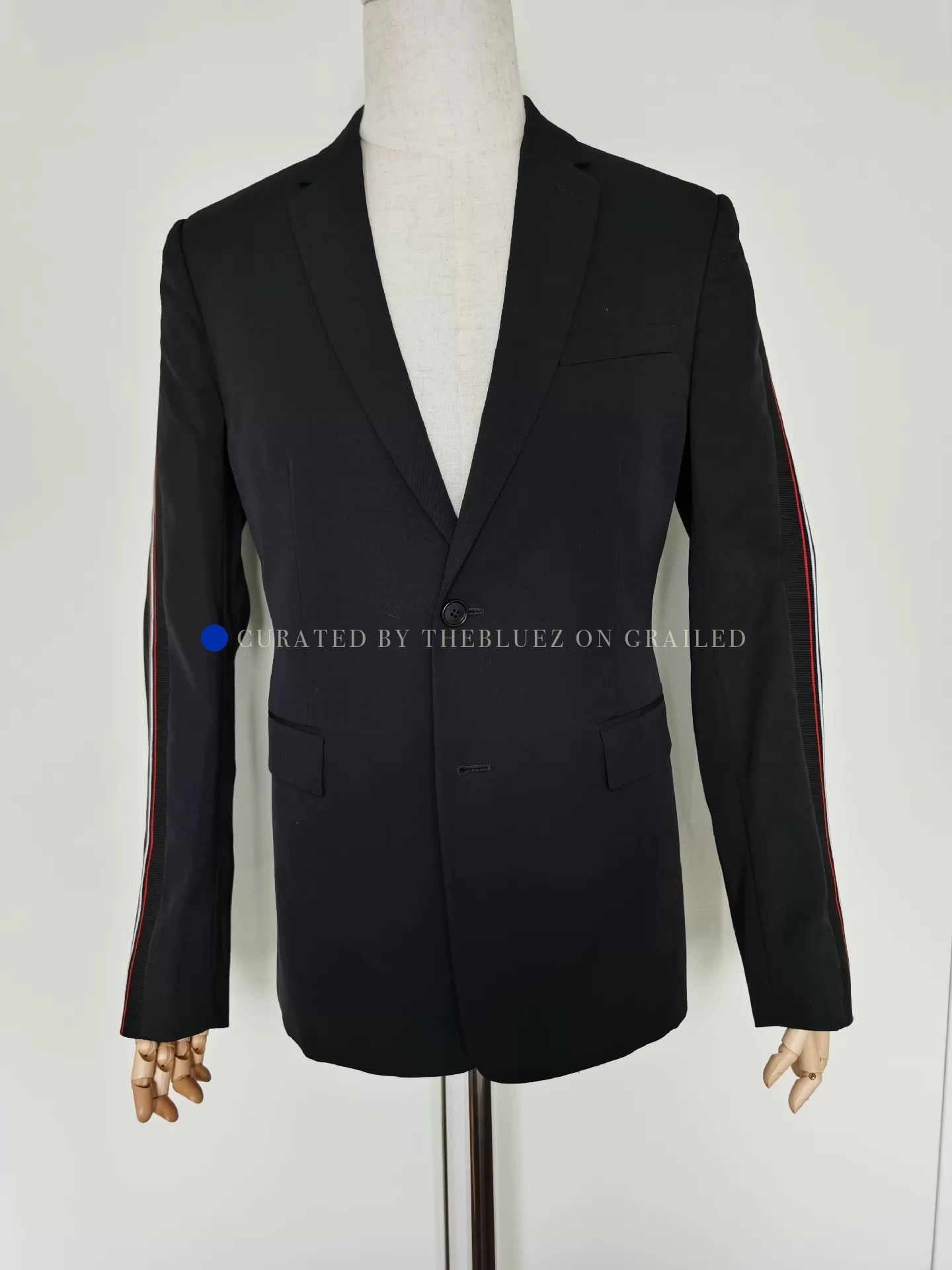 Dior Elegant Black Wool Blazer with Side Stripe Size US M / EU 48-50 / 2 - 1 Thumbnail