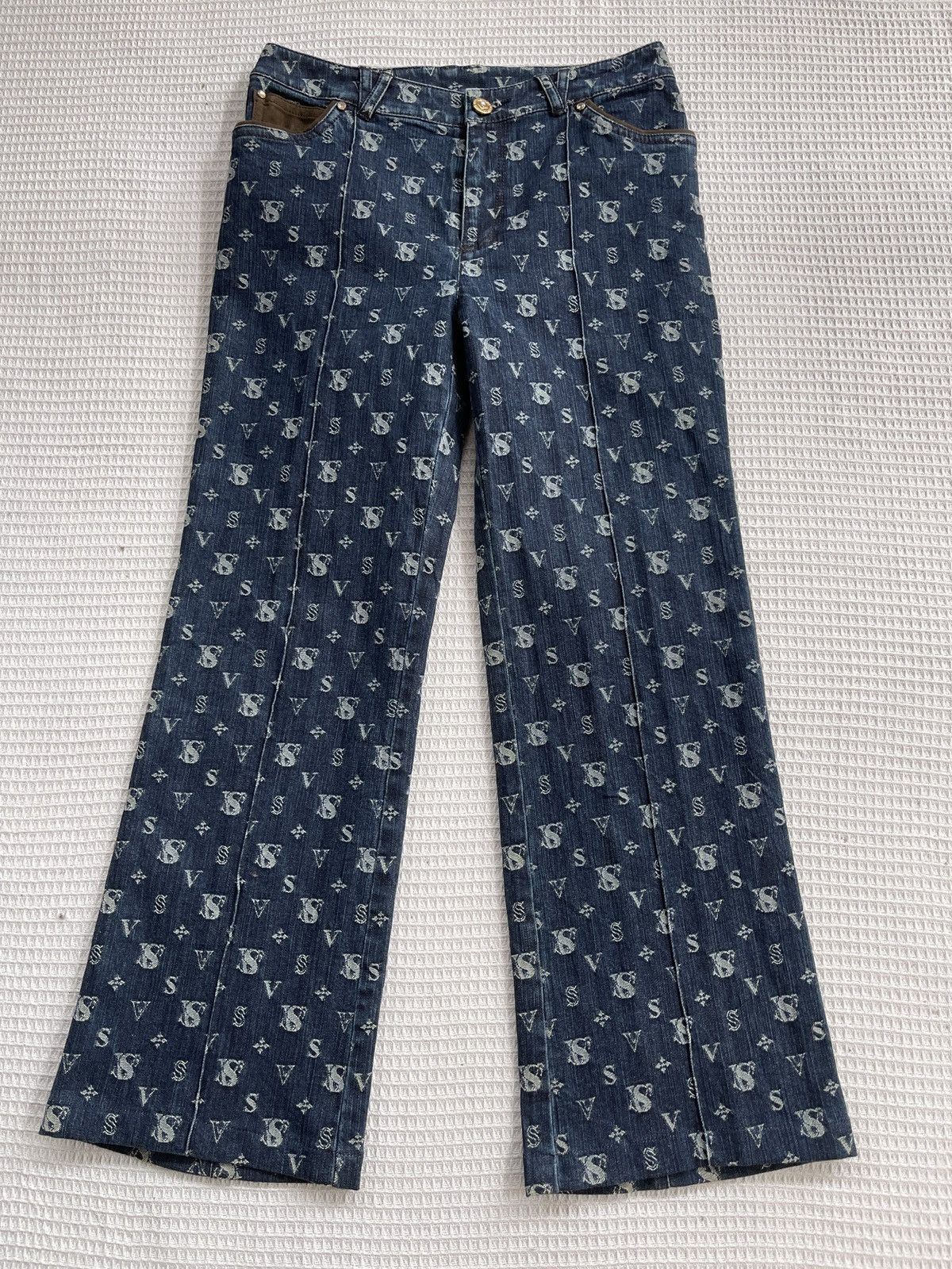 If Six Was Nine Last Drop🔥Very Rare🔥Designer Japan VALENZA Monogram Jeans Size 28" / US 6 / IT 42 - 2 Thumbnail