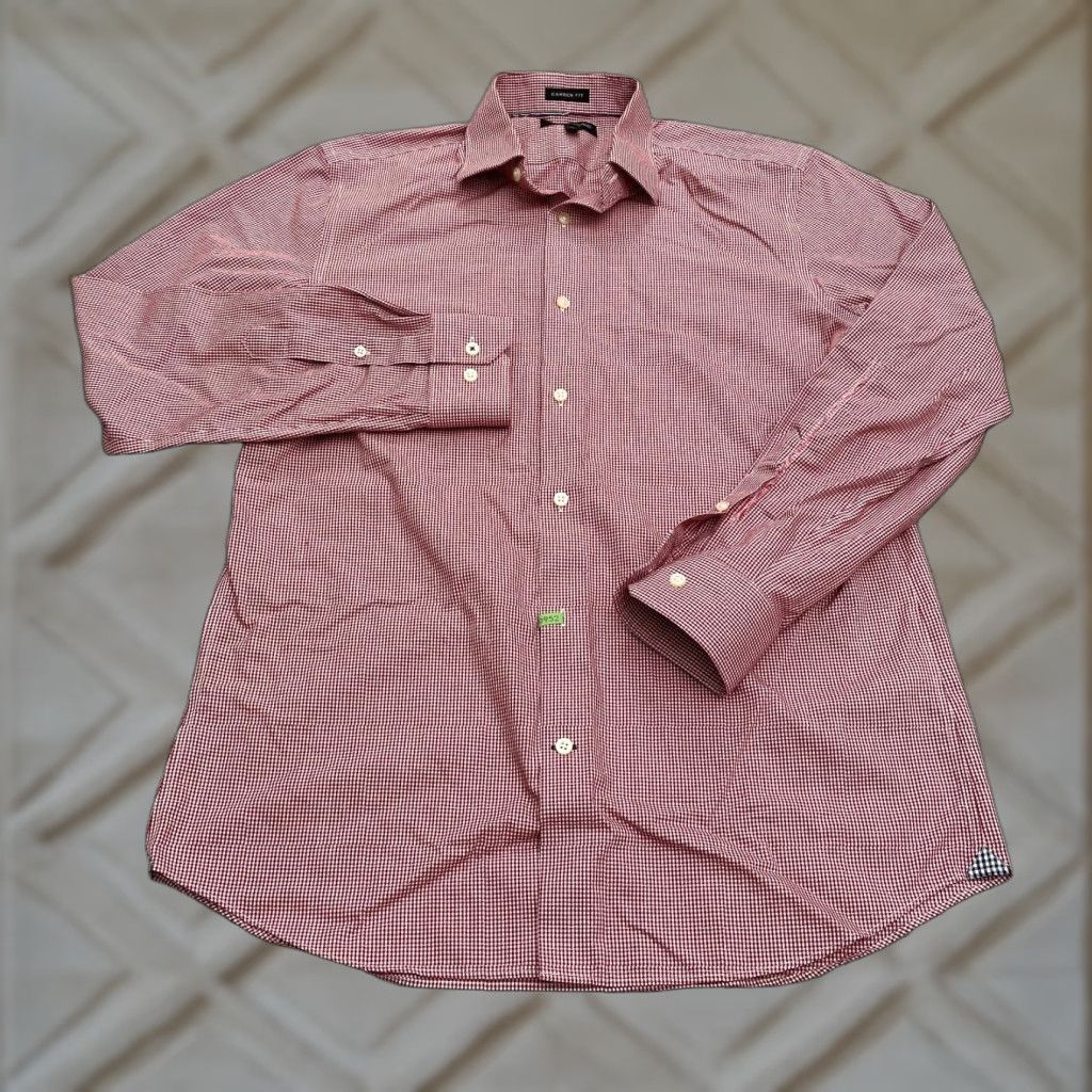 Banana Republic Banana Republic Shirt Adult Medium Red Check Long Sleeve Button-Up Non-Iron Cotton Breathable Lightweight Mens Size US M / EU 48-50 / 2 - 1 Thumbnail