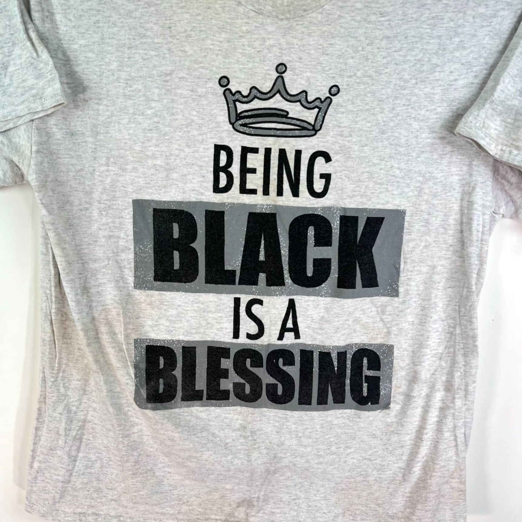 Vintage Being Black Is A Blessing T Shirt Mens XL Gray Distressed Alstyle Shirt Men XL Gray Distressed Size US XL / EU 56 / 4 - 2 Thumbnail