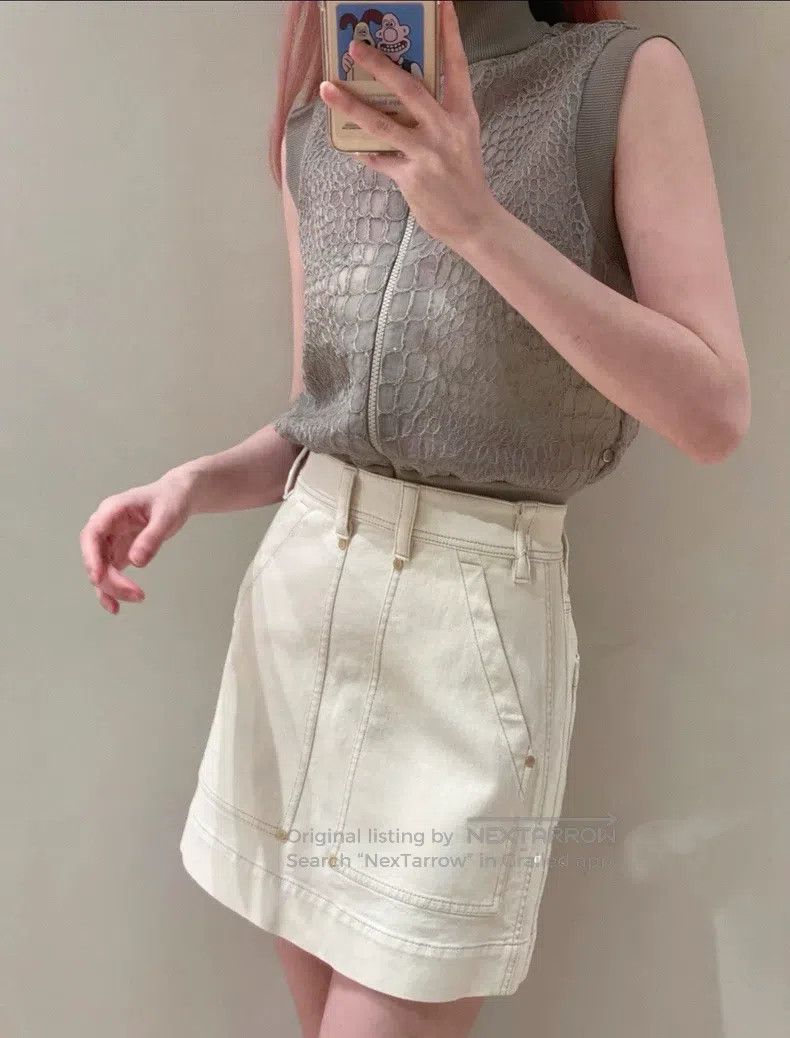 Brunello Cucinelli Brunello Cucinelli Off-White Denim Skirt Size 25" / US 0 / IT 36 - 1 Thumbnail