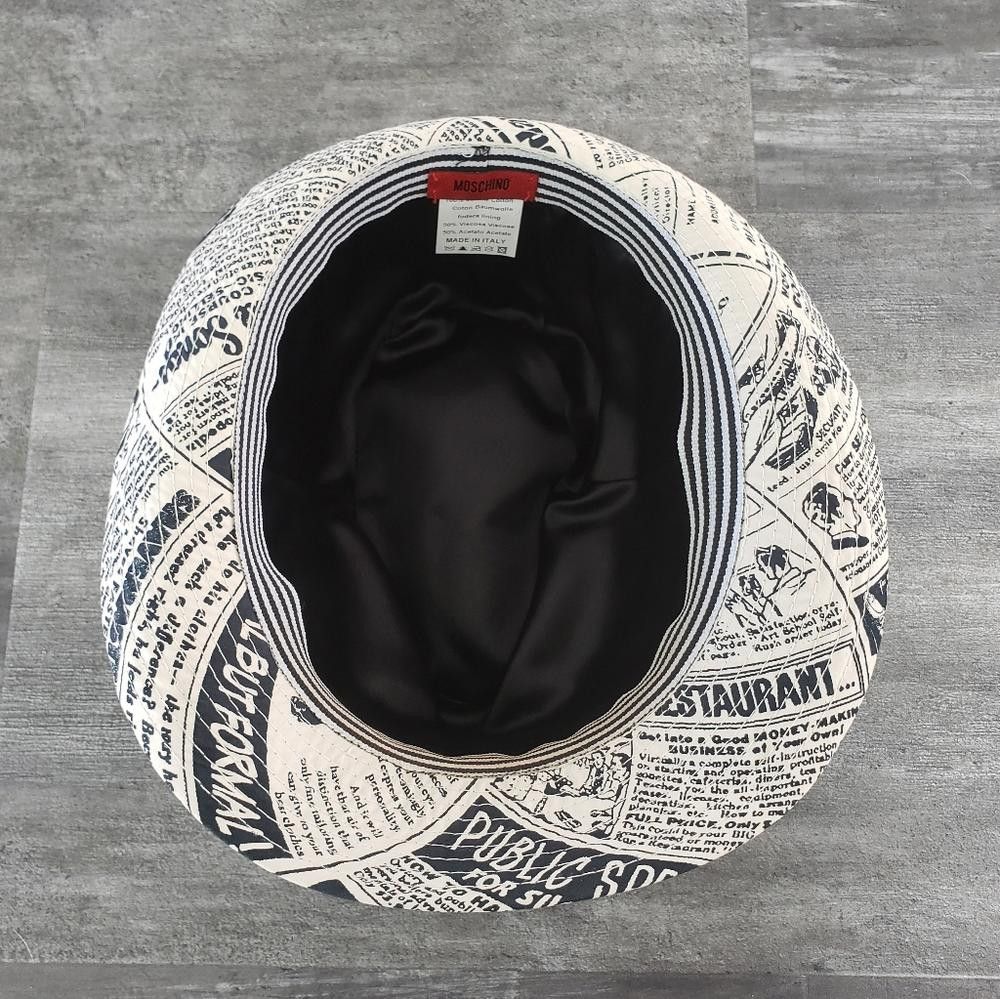 Moschino White Black Newspaper Moschino Rare Fedora Size ONE SIZE - 3 Thumbnail