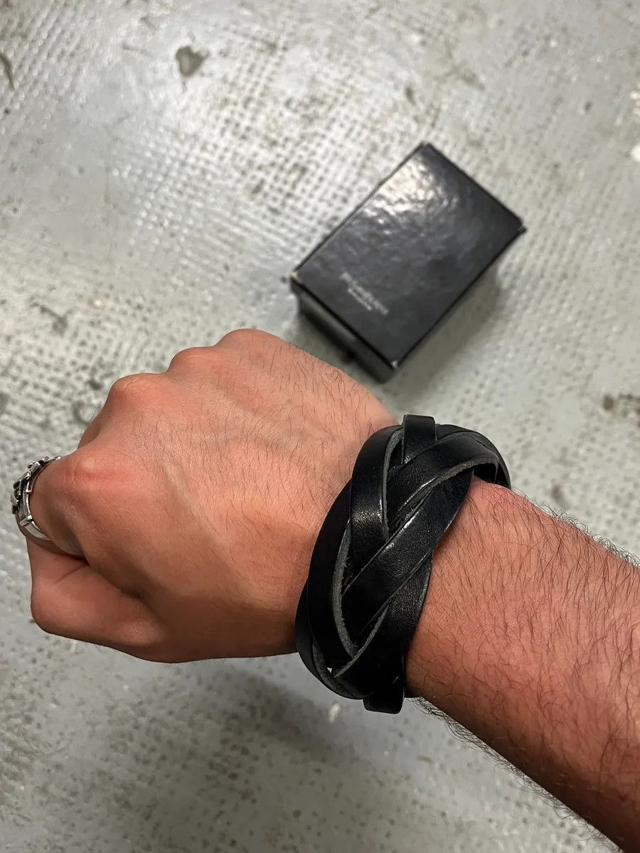 Saint Laurent Paris Saint Laurent Black Leather Bracelet Size ONE SIZE - 1 Thumbnail
