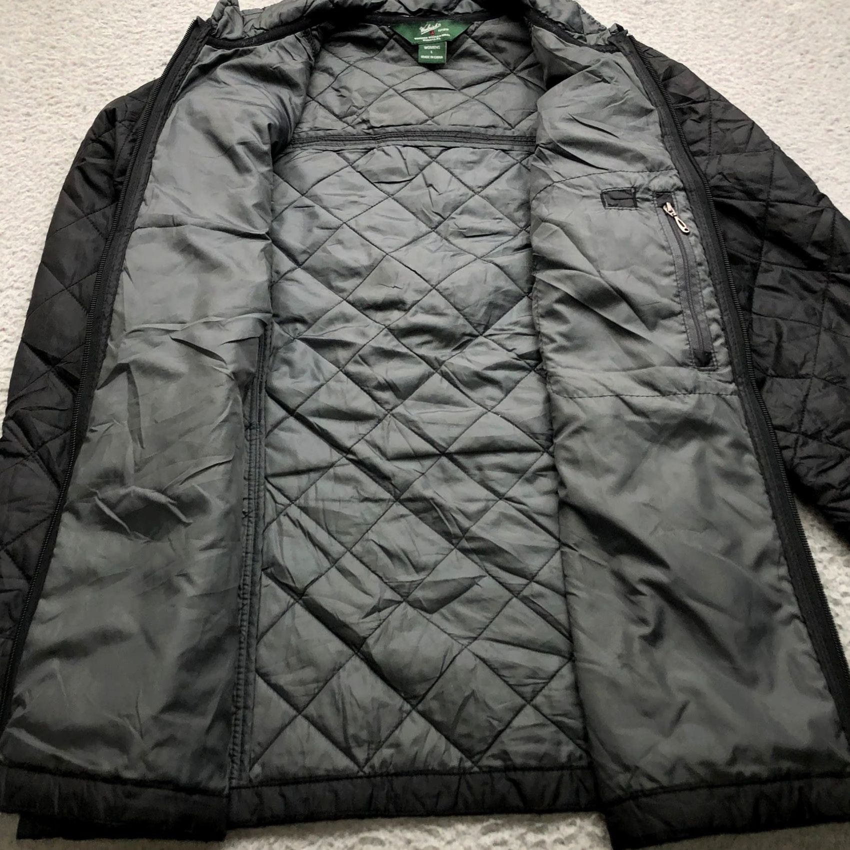 Vintage Woolrich Jacket Womens Large Full Zip Black Quilted Pocket Polyester Size L / US 10 / IT 46 - 7 Thumbnail