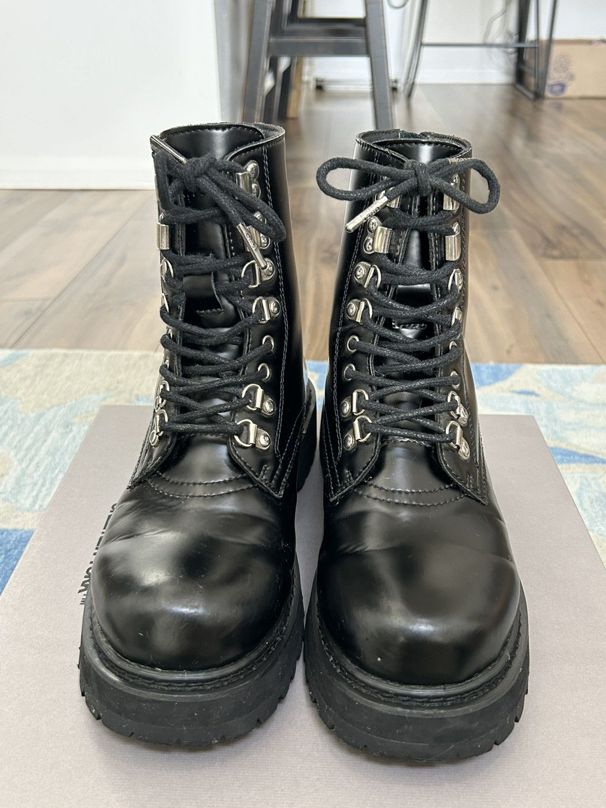 靴 OREE NEW YORK INFANTRY COMBAT BOOT 42 Oree NYC Black Leather Infantry Combat Boots Size 9 US 42 EU