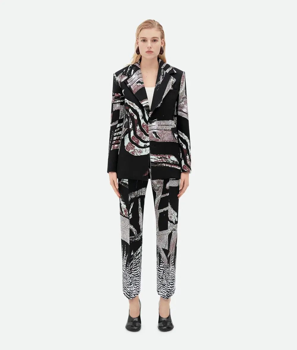 Bottega Veneta o1n1vont1225 Curved Shape Graphic Viscose Jacquard Trouser Size 25" / US 0 / IT 36 - 4 Thumbnail