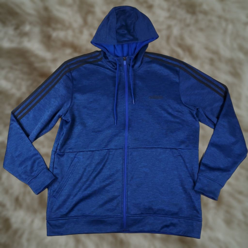 Adidas Adidas Hoodie Mens XL Blue Full Zip Up Sweatshirt Size US XL / EU 56 / 4 - 1 Thumbnail