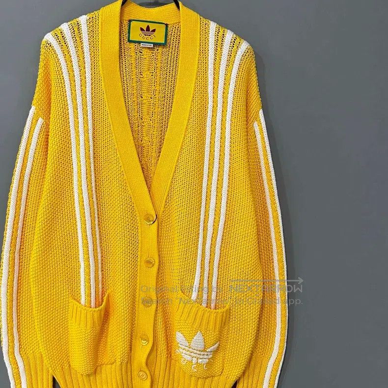 Gucci Gucci Co-branded three-striped yellow knitted cardigan coa Size M / US 6-8 / IT 42-44 - 2 Thumbnail