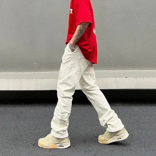Japanese Brand × Vintage White Cargo Jeans Men Y2k Autumn Streetwear Size US 28 / EU 44 - 4 Thumbnail