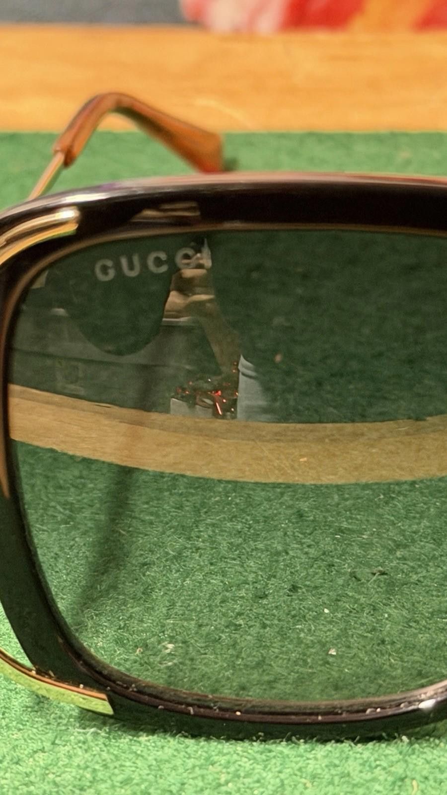 Gucci Gucci GG0647S Sunglasses Black Gold Green Lenses Italy Size ONE SIZE - 8 Thumbnail