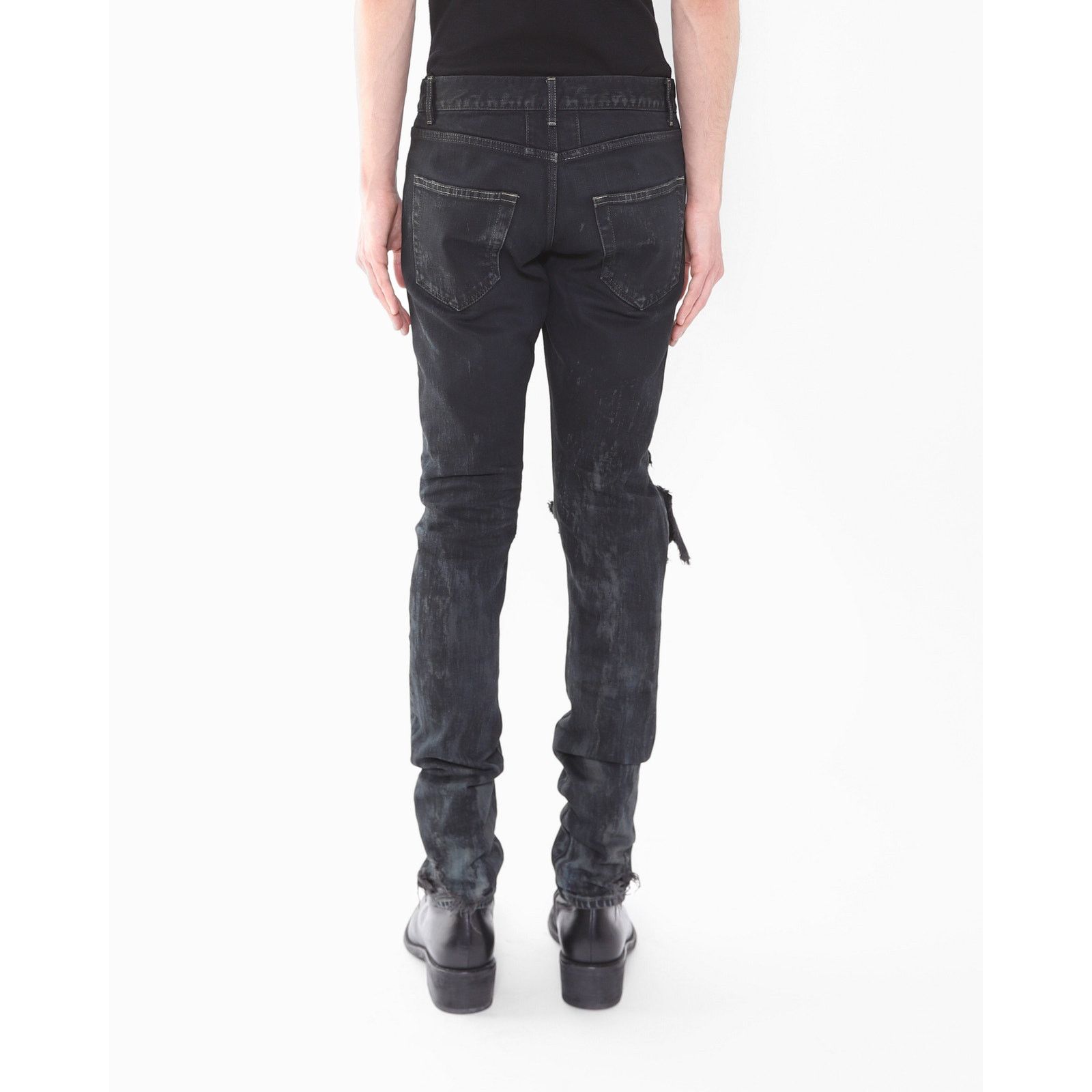 Saint Laurent Paris FW14 Crash Jeans in Black Oil Spill Denim Size US 29 - 6 Thumbnail