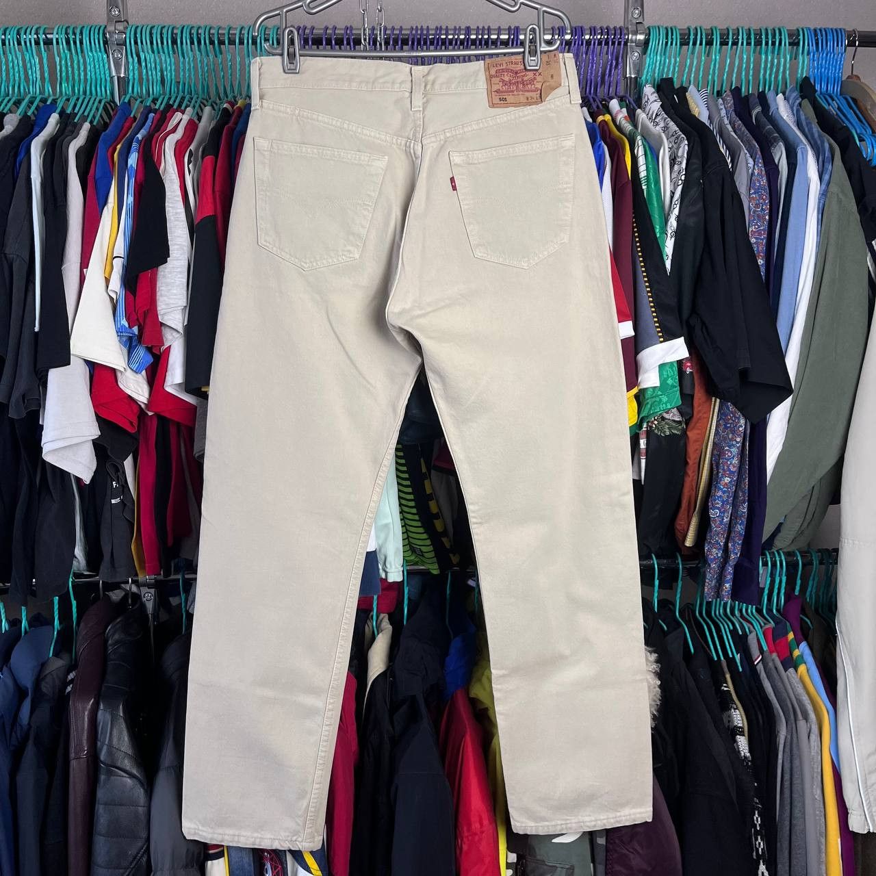 Levi's Vintage Clothing Vintage 90s Levis 501 Button Fly Beige Denim Pants USA Size US 34 / EU 50 - 1 Thumbnail