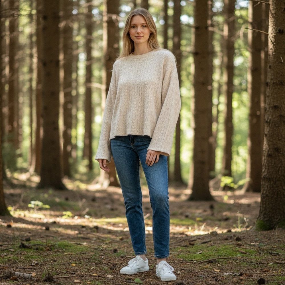 Zara NWT Zara Cable Crop Super Soft Beige Sweater Size L Size L / US 10 / IT 46 - 1 Thumbnail