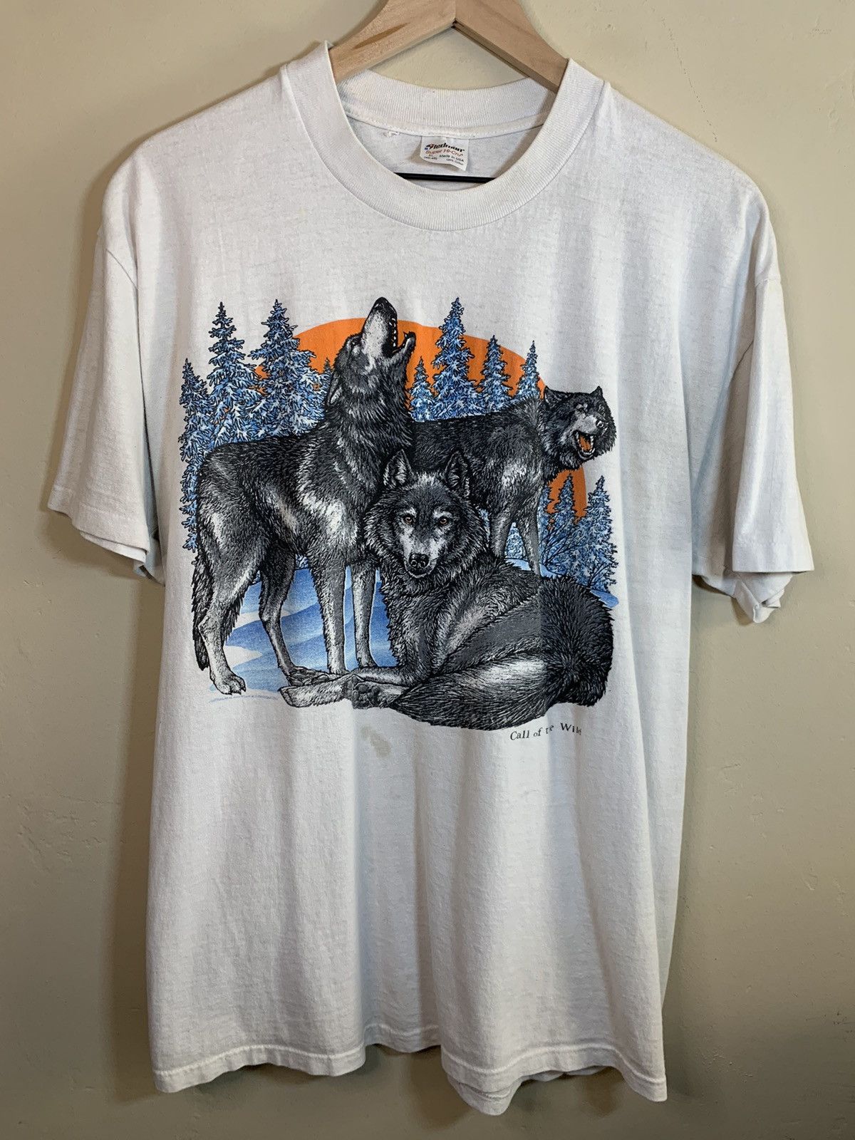 *RARE* Vintage 80's Call Of The Wild Wolves Wolf Art T-Shirt, image size:1200x1600