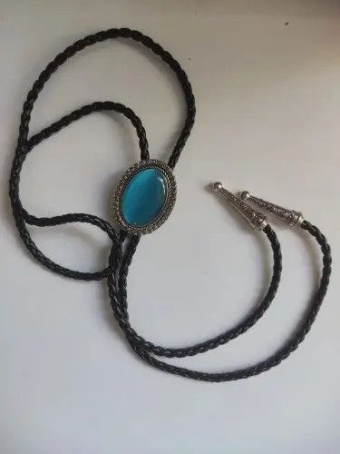 Cowboy Equipment × Vintage Lucky Charm Agate Gem Pendant Bolo Tie Size ONE SIZE - 3 Thumbnail