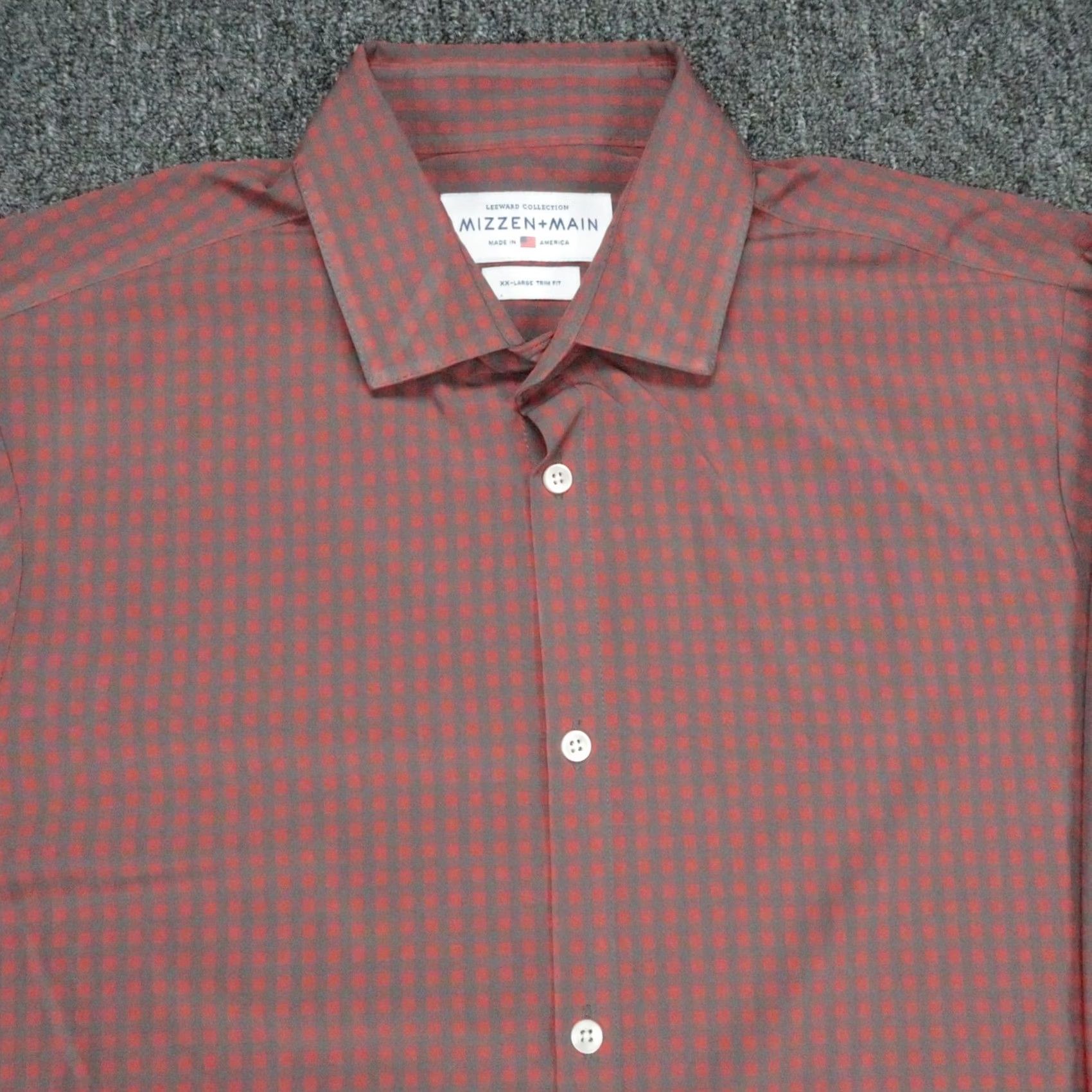 Mizzen+Main Mizzen+Main Shirt Mens 2XL Red Gingham Long Sleeve Button-Up Collared Polyester Stretch Casual Workwear Mens Size US XXL / EU 58 / 5 - 2 Thumbnail