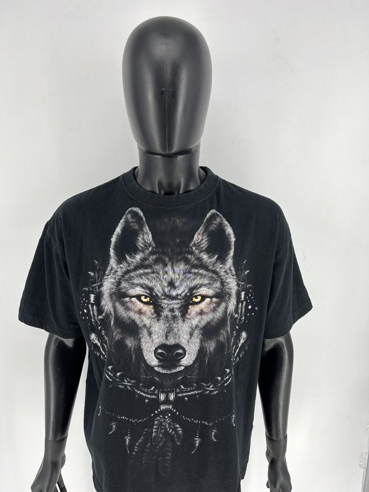 Vintage Vintage Y2K Spiral Wolf Face Size S T-Shirt Size US XL / EU 56 / 4 - 5 Thumbnail