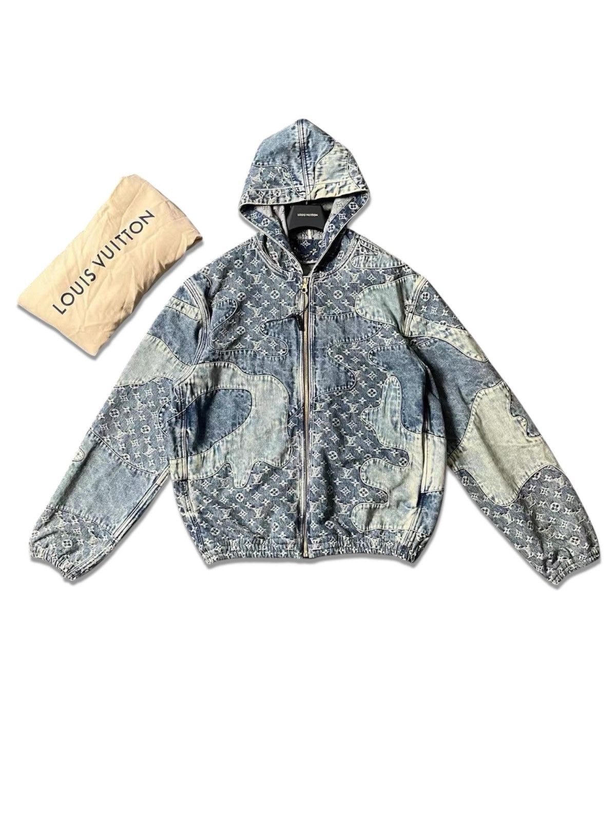 Louis Vuitton × Nigo Louis Vuitton Nigo 52 Monogram Patchwork Denim Hoodie Jacket Size US L / EU 52-54 / 3 - 1 Thumbnail