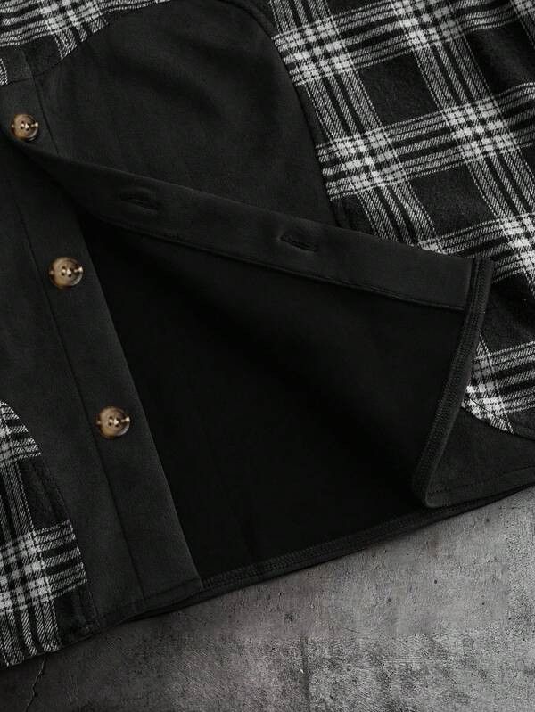 Japanese Brand Black and White Checkered Patchwork Shirt with Curved Design Size US M / EU 48-50 / 2 - 3 Thumbnail
