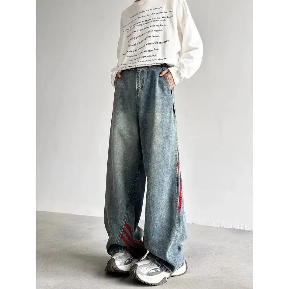 Japanese Brand Retro loose straight leg wide leg slightly flared jeans Size US 32 / EU 48 - 4 Thumbnail