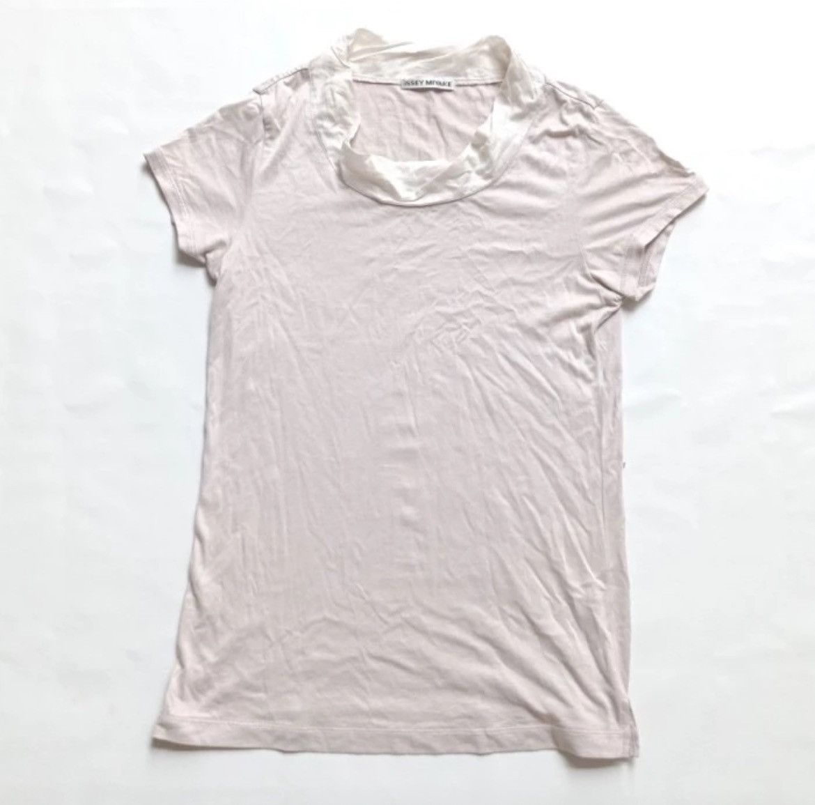 Unconstructed collar tee beige sand issey miyake