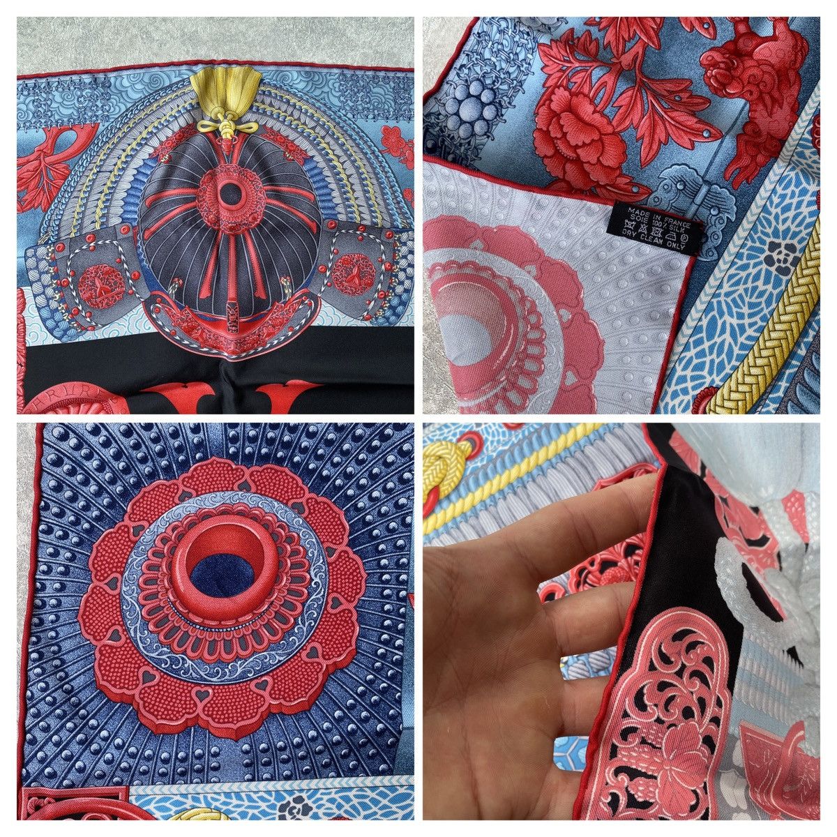 Hermes Twill Silk 90cm Parures De Samourais Scarf +BOX