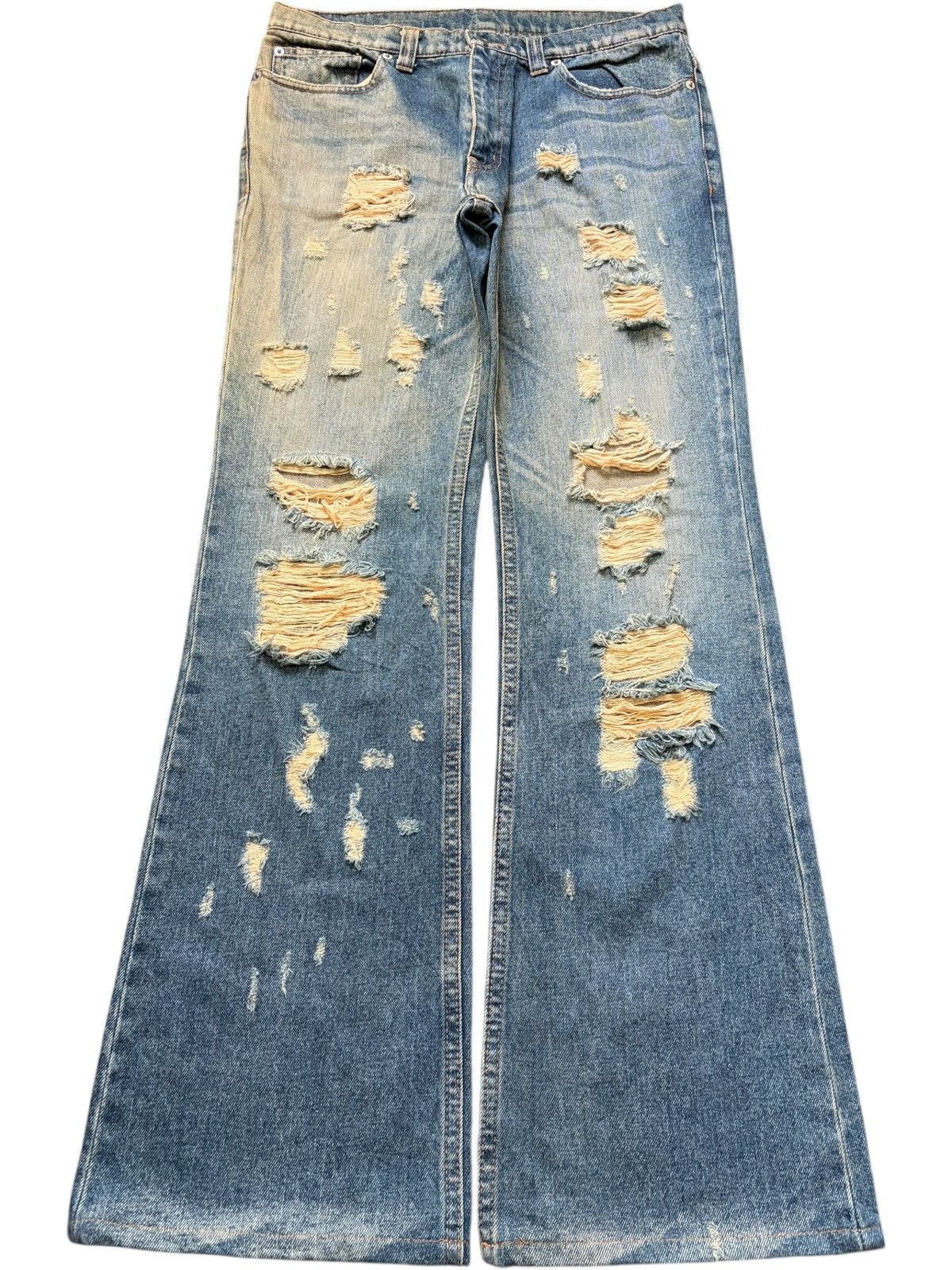 Vintage Japanese Brand Rusty Wash Distress Flare Jeans