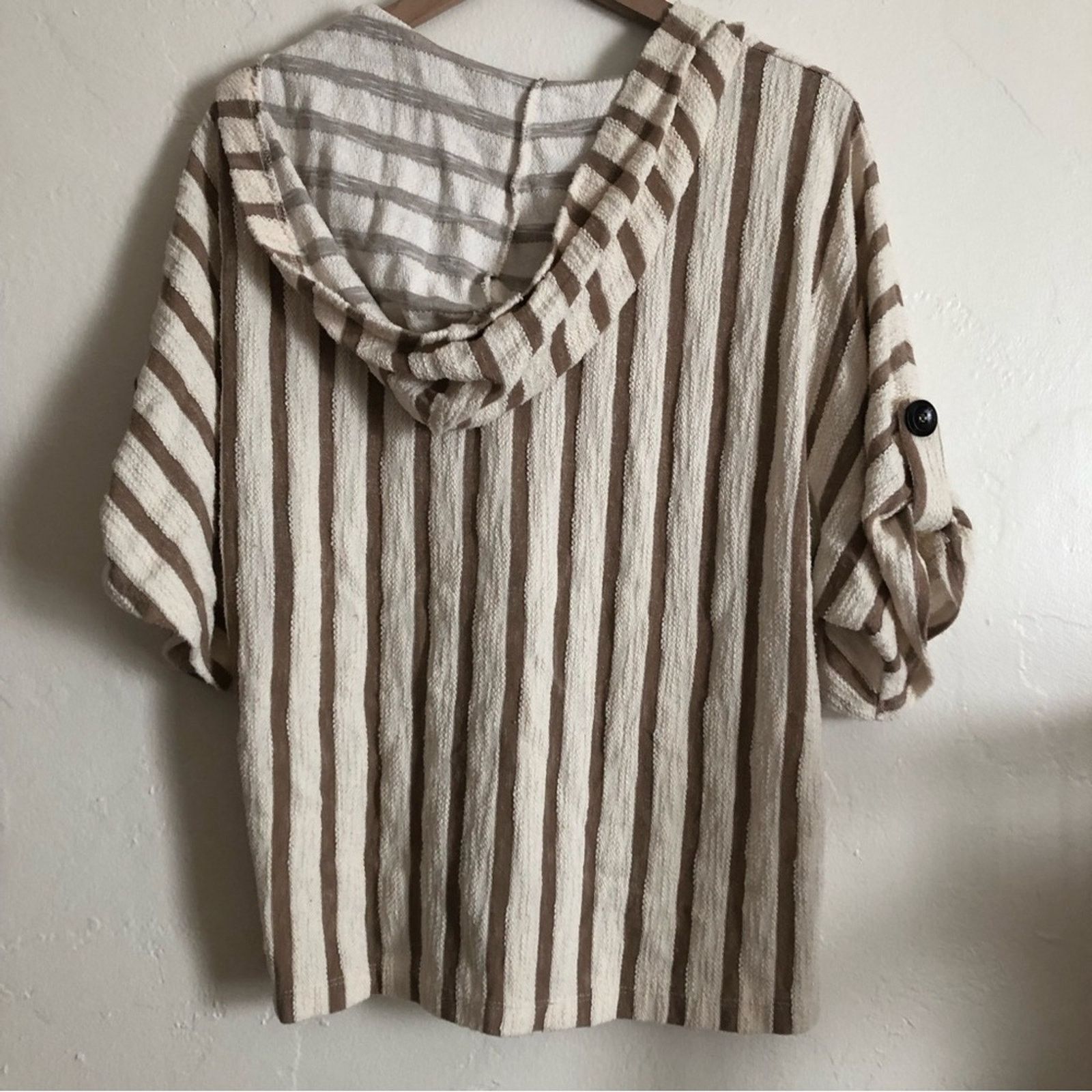 Other Perseption Concept Beach Brown White Striped Hoodie Sweater Size L / US 10 / IT 46 - 6 Thumbnail