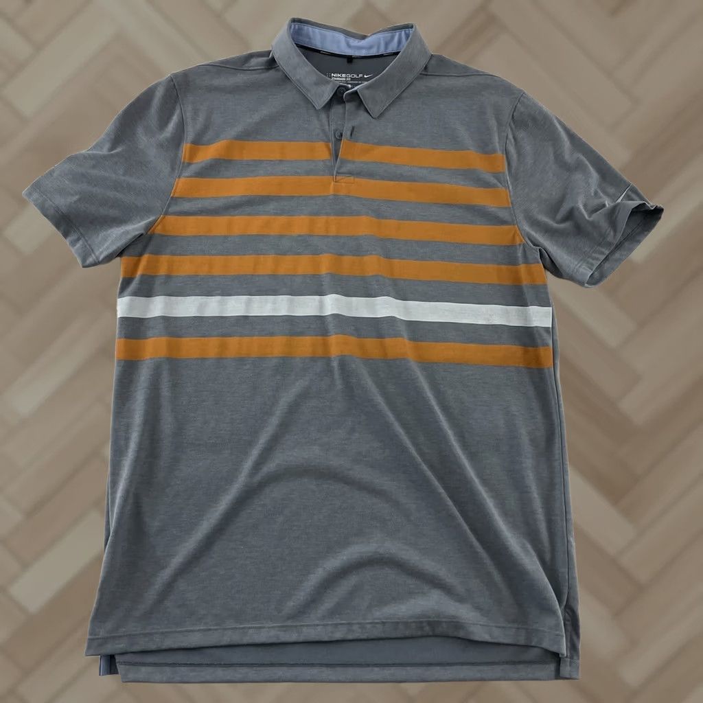 Nike Nike Golf Dri-Fit Short Sleeve Striped Polo Shirt Men's Large Gray Size US L / EU 52-54 / 3 - 1 Thumbnail
