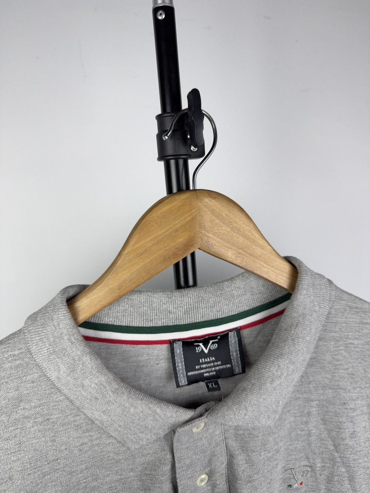 Versace Luxury 19V69 Italia Grey Cotton Polo Shirt with Logo XL Size US XL / EU 56 / 4 - 4 Thumbnail