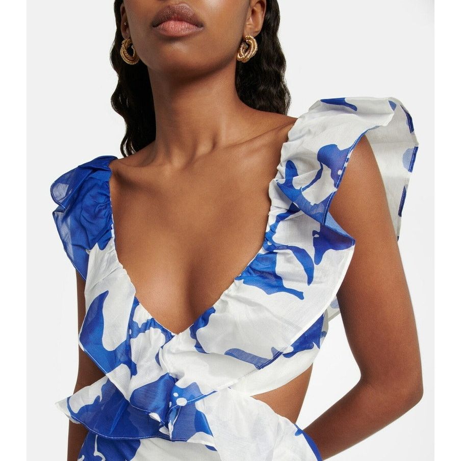 SIR. Sir The Label Vivi Frill Maxi Dress blue white size US 2 XS Size XS / US 0-2 / IT 36-38 - 5 Thumbnail