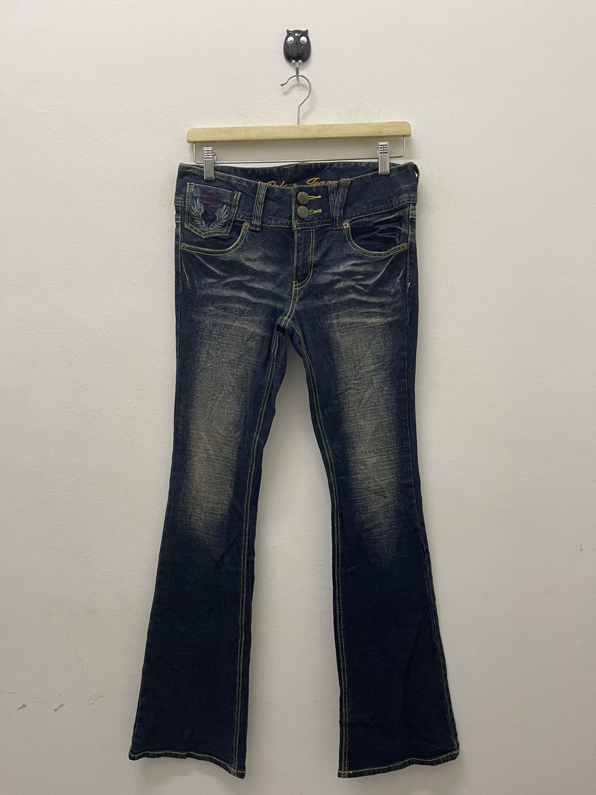 If Six Was Nine Rare Vintage COLZA Back Embroidery Wings Flare Size US 29 - 5 Thumbnail
