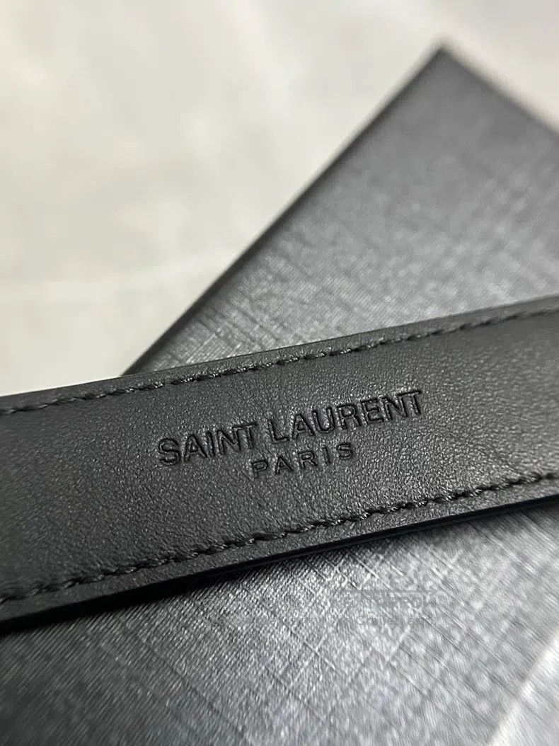 Saint Laurent Paris Saint Laurent Paris Black gold logo emblem needle buckle b Size ONE SIZE - 7 Thumbnail