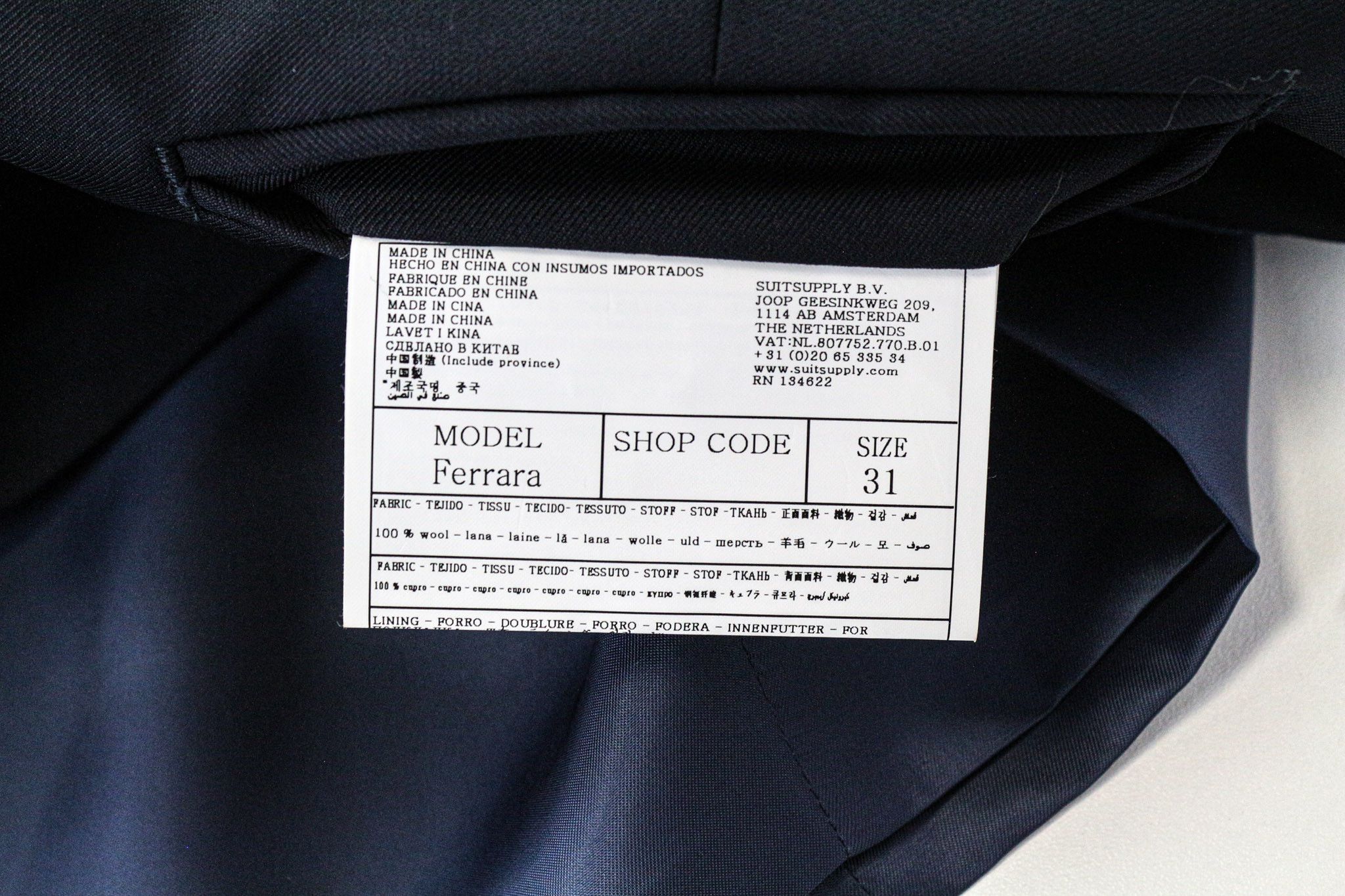 Suitsupply FERRARA UK52S Navy Wool Waistcoat 74960 Size 52S - 5 Thumbnail