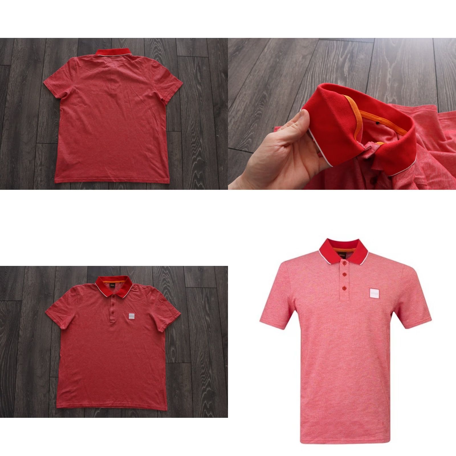 Hugo Boss HUGO BOSS POLO SHIRT Casual PEOXFORD Red Cotton 2XL Mens Slim Short Sleeve Button Collared XXL Look Like XL Size US XXL / EU 58 / 5 - 8 Thumbnail