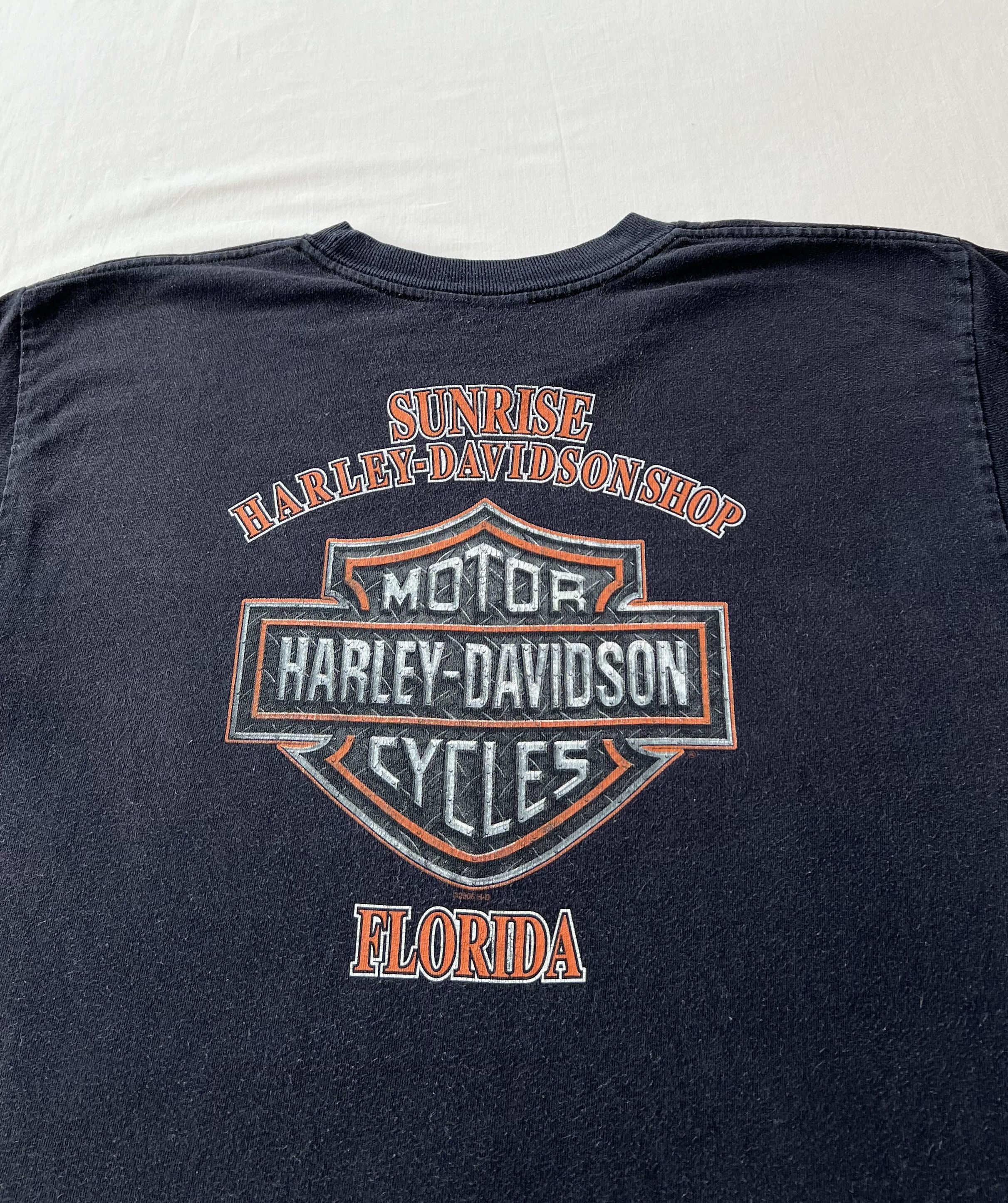 Harley Davidson Vintage 2006 Harley Davidson Eagle Fire Flame Black T-shirt Size US L / EU 52-54 / 3 - 14 Thumbnail