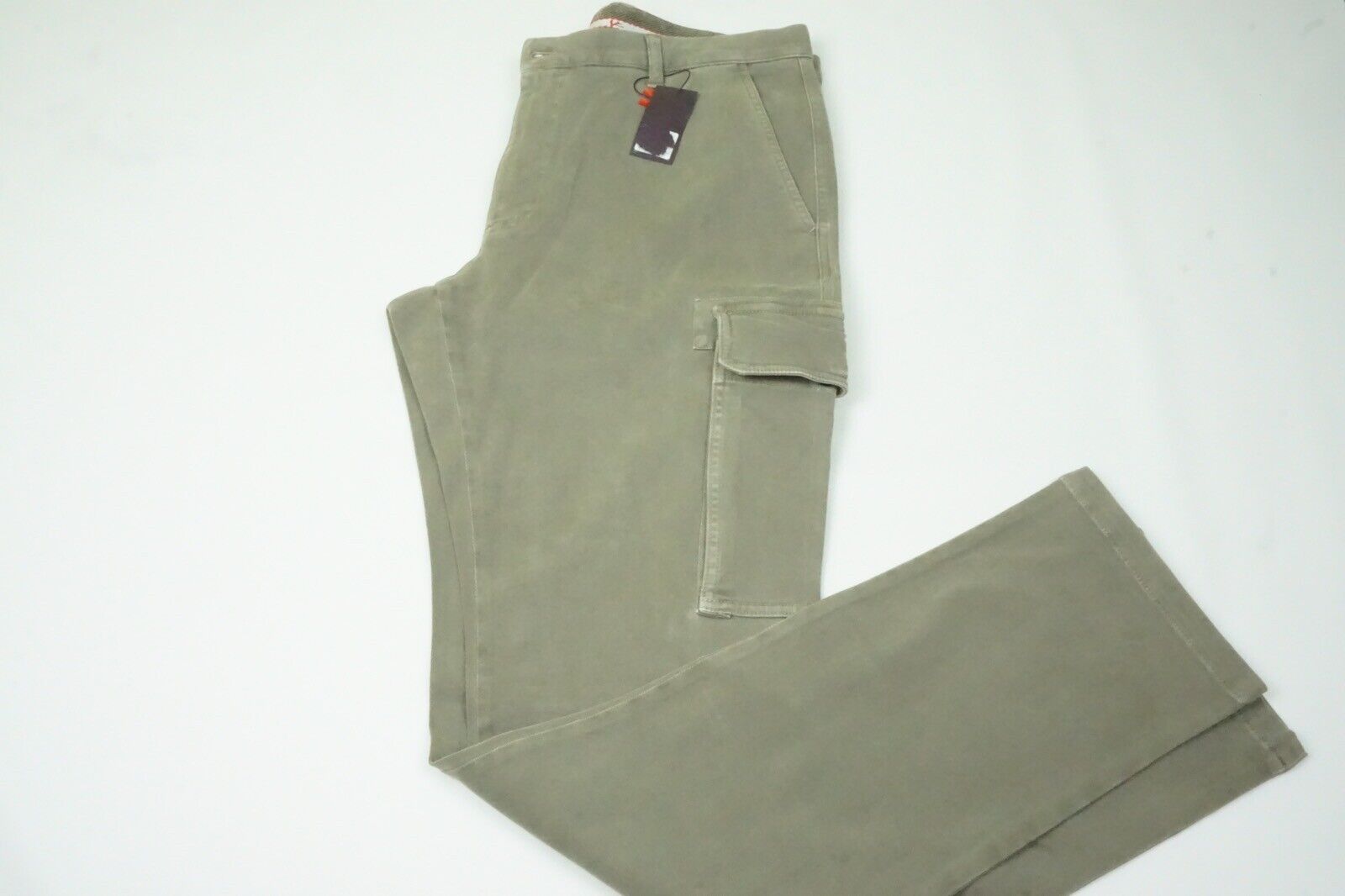 image of Isaia Light Olive Green Cargo Cotton Blend Casual Men Chino (Size 38)