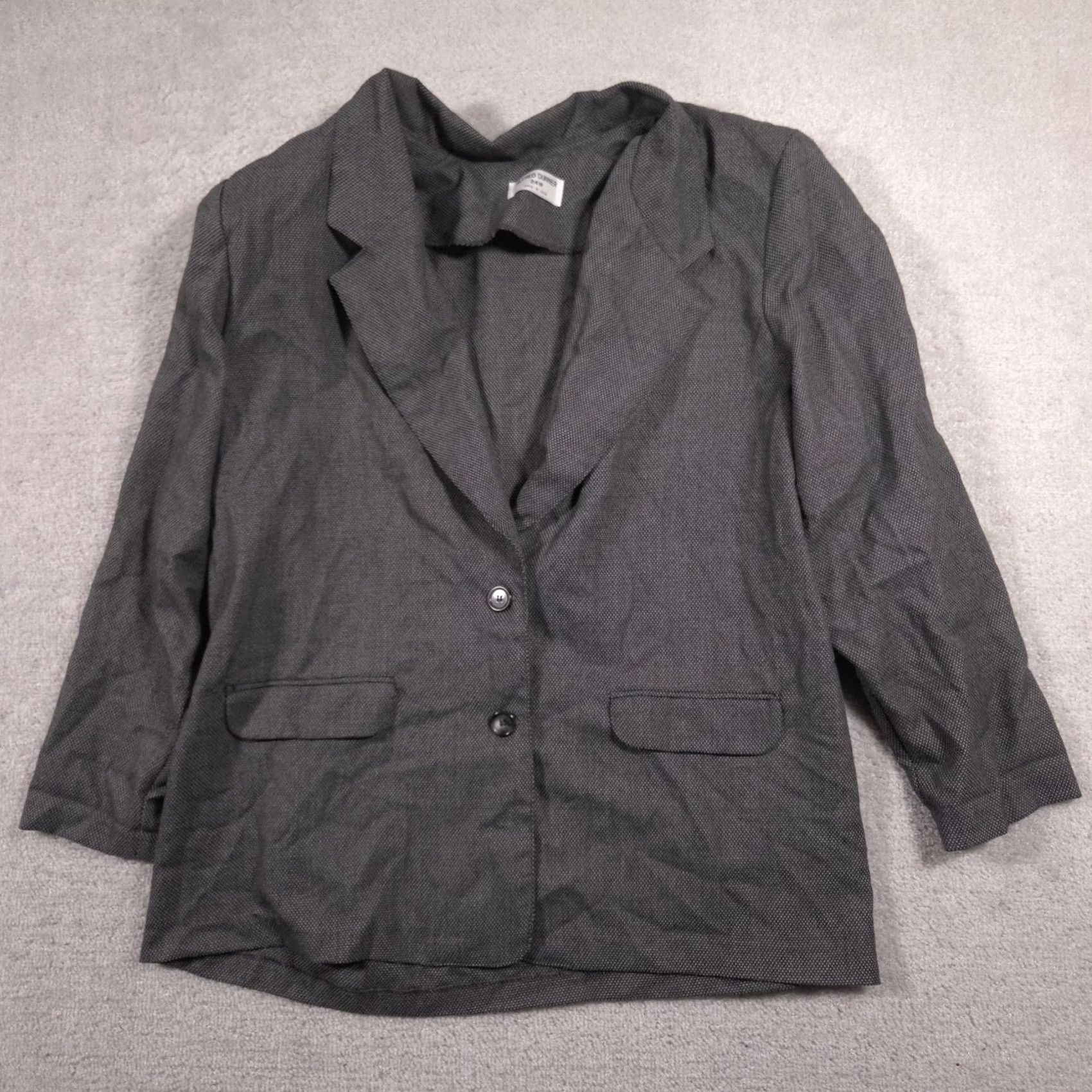 Vintage VINTAGE Alfred Dunner Blazer Womens 24W Gray Polka Dot Two Button Jacket Plus Made USA Size 4XL / US 24-26 - 2 Thumbnail