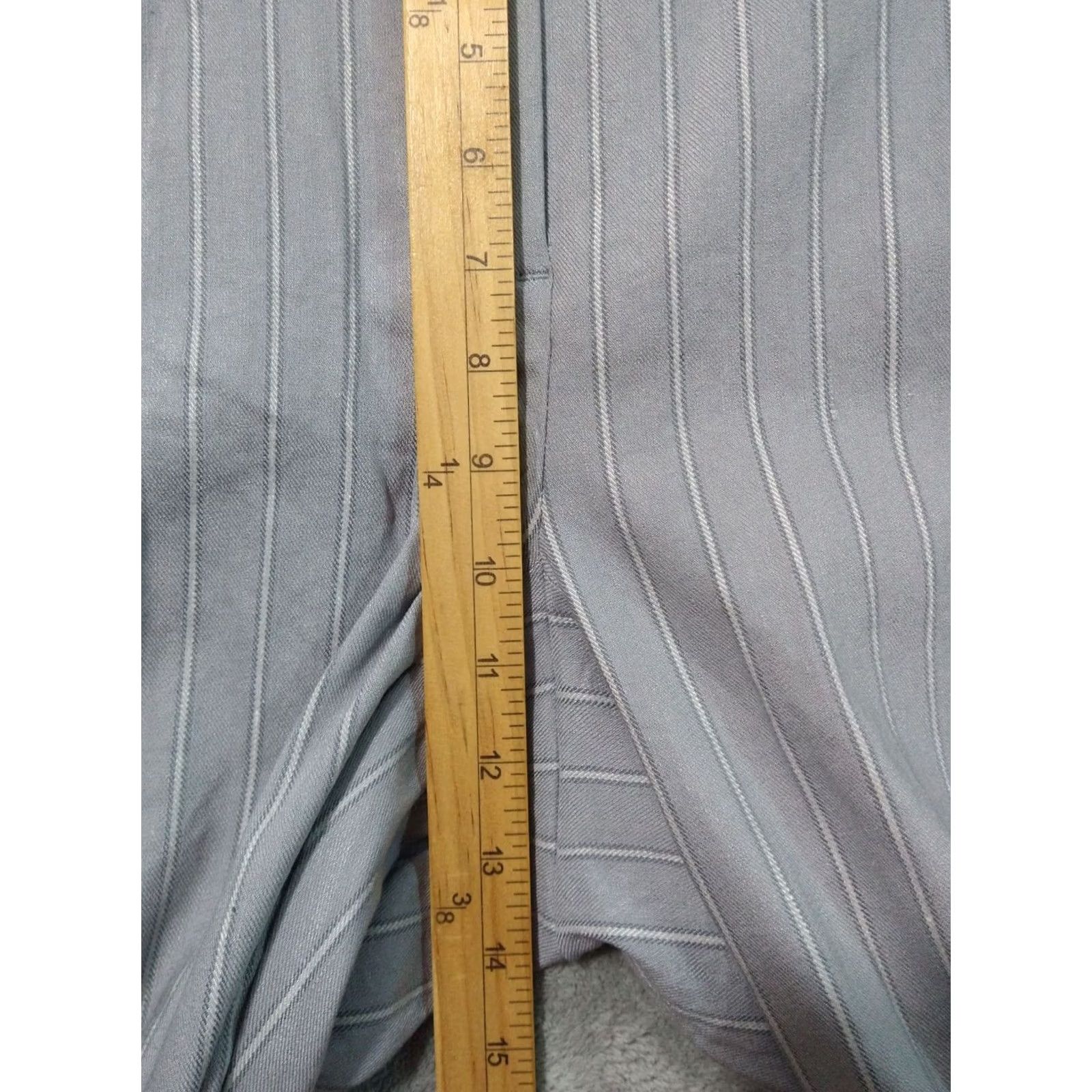 J. Jill J.Jill Pants Womens 16 Gray Striped Linen Blend Stretch Straight Leg Cropped Size 38" / US 16 / IT 52 - 4 Thumbnail