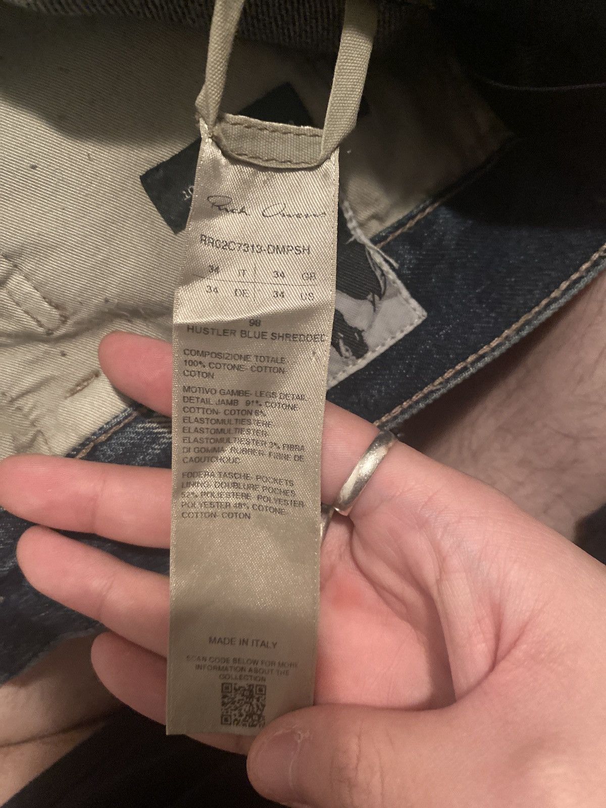 Rick Owens FW23 LUXOR RUNWAY BANANA IN 13OZ MINERA SHREDDED DENIM Size US 34 / EU 50 - 23 Thumbnail