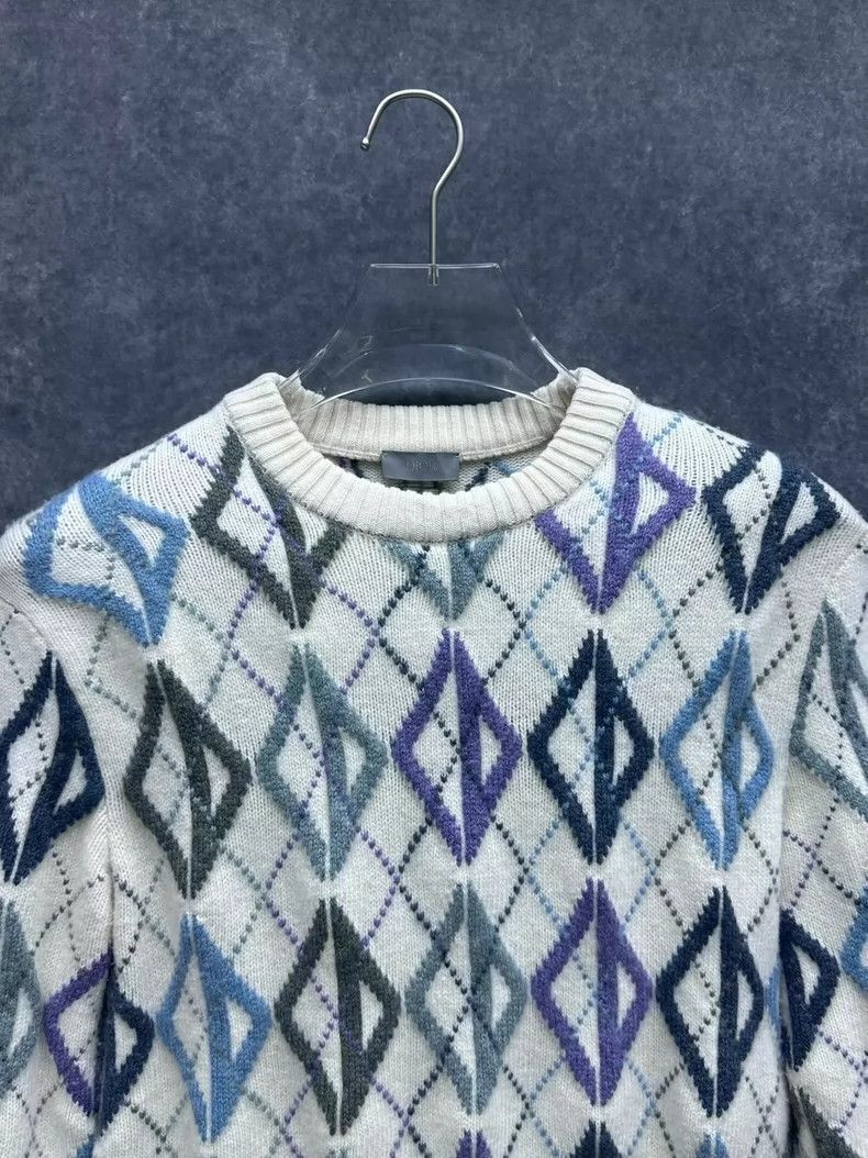 Dior Dior DIOR Men's Knit Sweater with Diamond Pattern-2507 Size US S / EU 44-46 / 1 - 8 Thumbnail