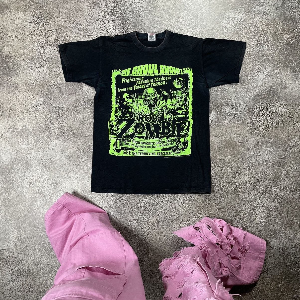 image of Band Tees x Vintage Y2K Rob Zombie Face Blood Goth Opium Creepy Horror in Black, Men's (Size Small)