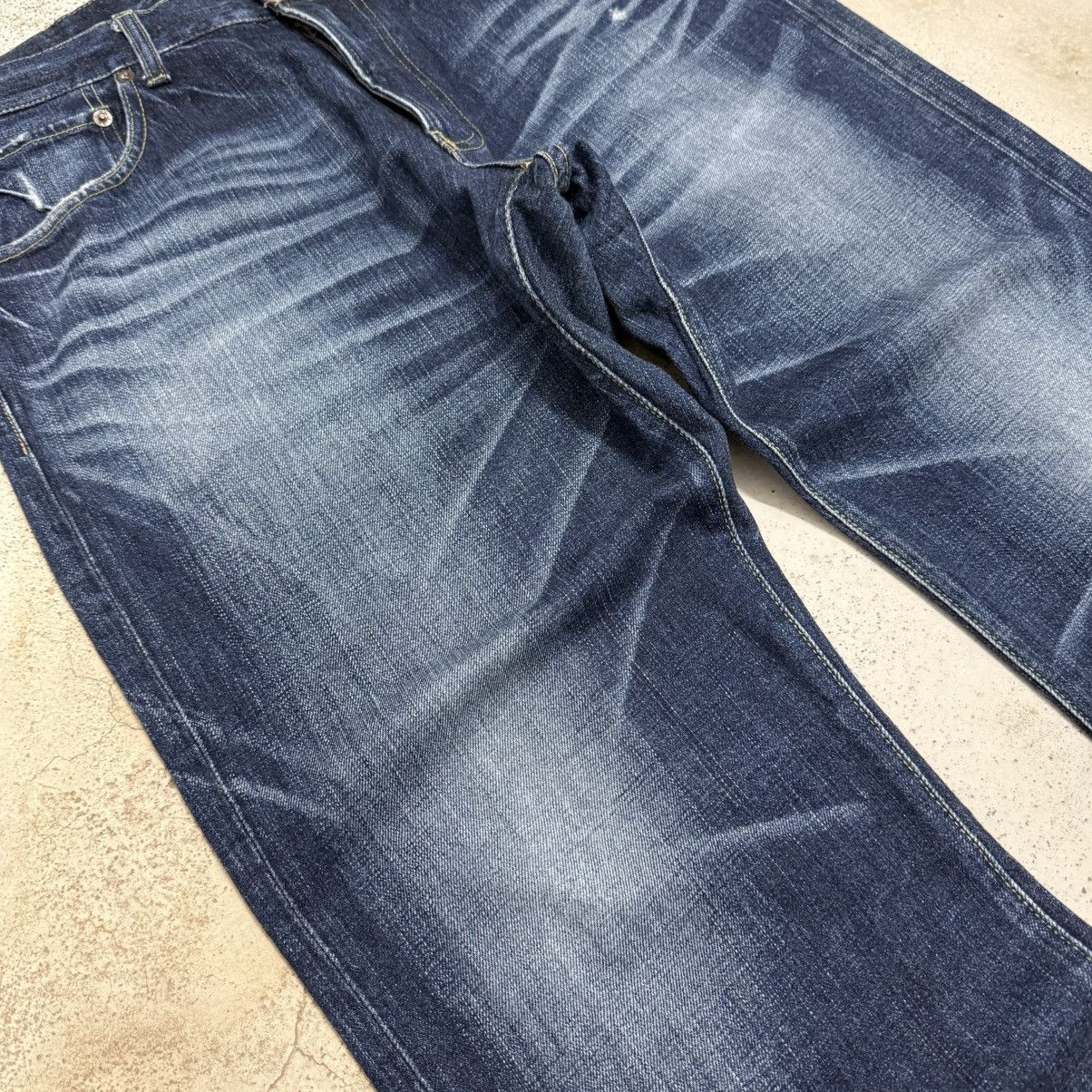 Japanese Brand Y2K Back Number No2 Whisker Relaxed Straight Denim Pants Size US 33 - 7 Thumbnail