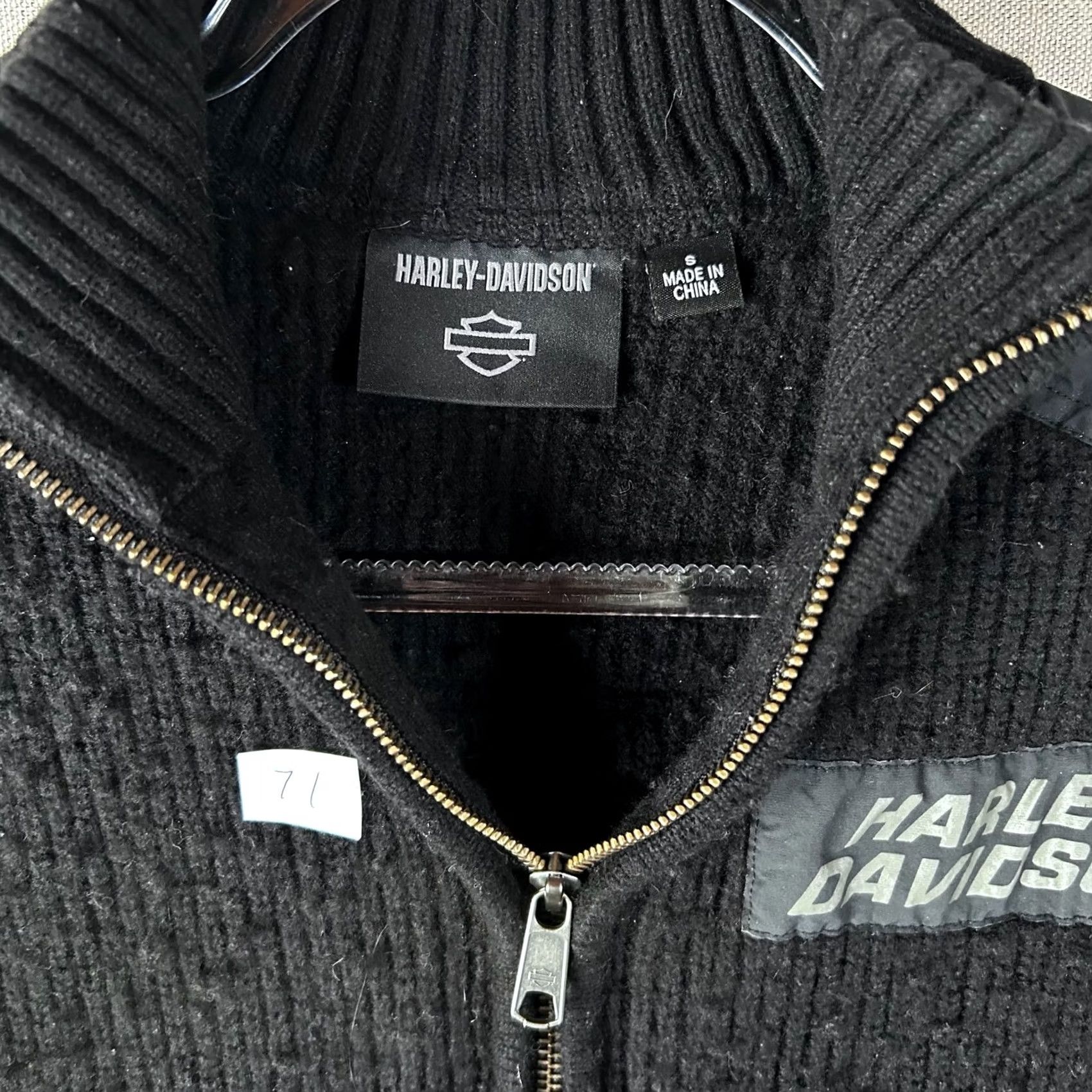 Harley Davidson Harley-Davidson Womens Black Ribbed Knit Willie G Skull Zip Up Sweater Jacket S Shirt Size S / US 4 / IT 40 - 2 Thumbnail