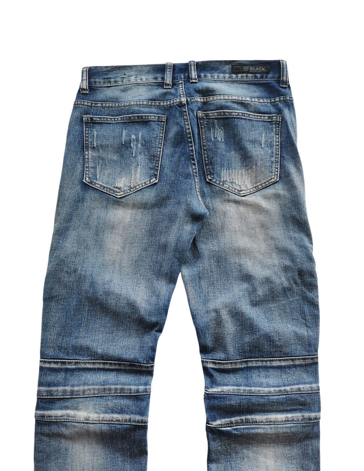 Jean Black Premium Skinny Flex Biker Jeans Like Balmain Jeans Size US 32 / EU 48 - 3 Thumbnail
